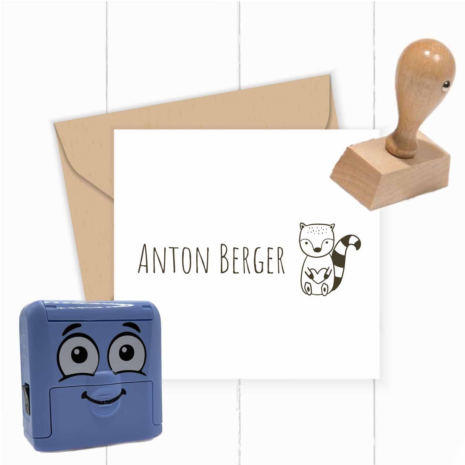 Dein personalisierter Textilstempel „Waschbär“ | 38 x 14 mm - ST0398