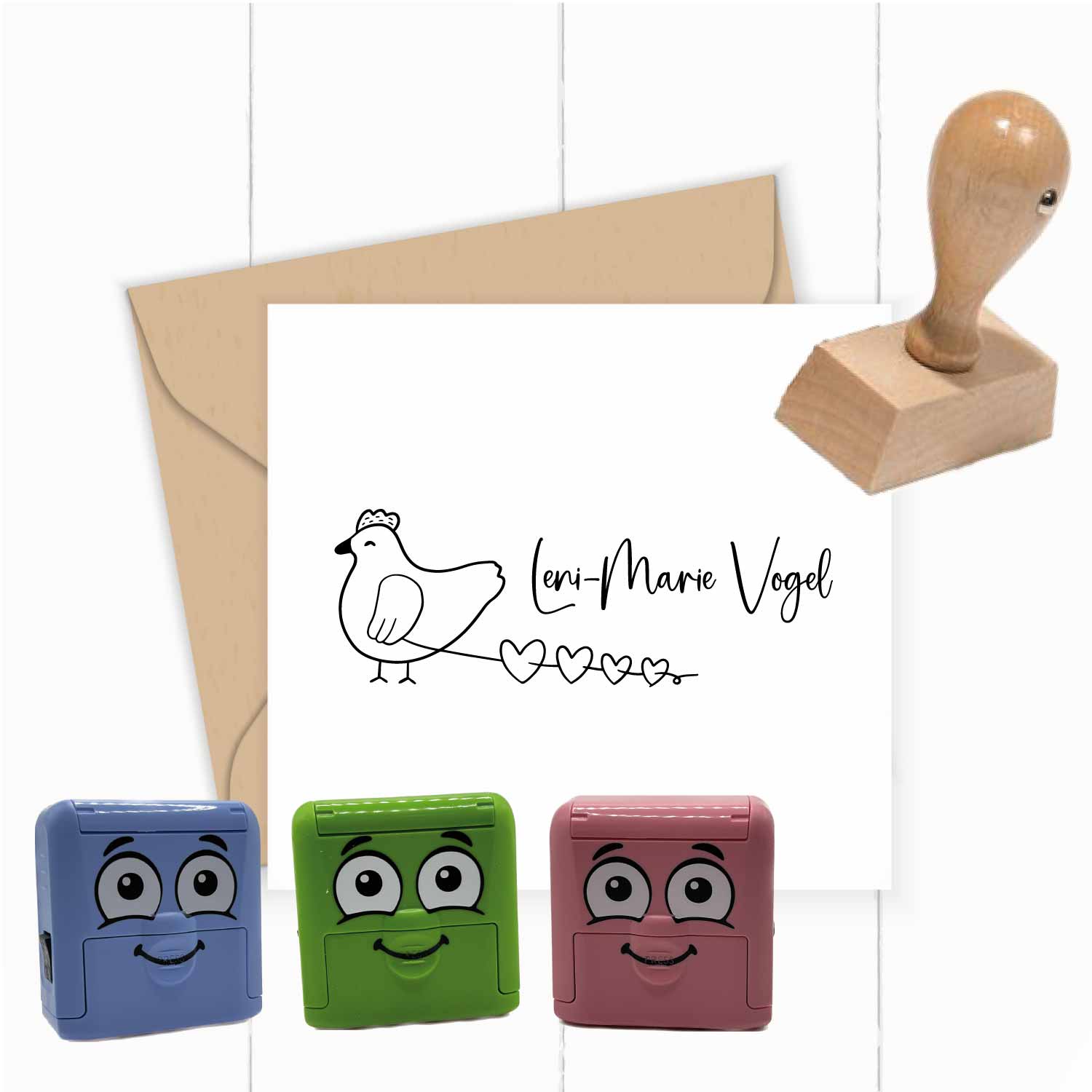 Dein personalisierter Textilstempel „Huhn“ | 38 x 14 mm - ST0412