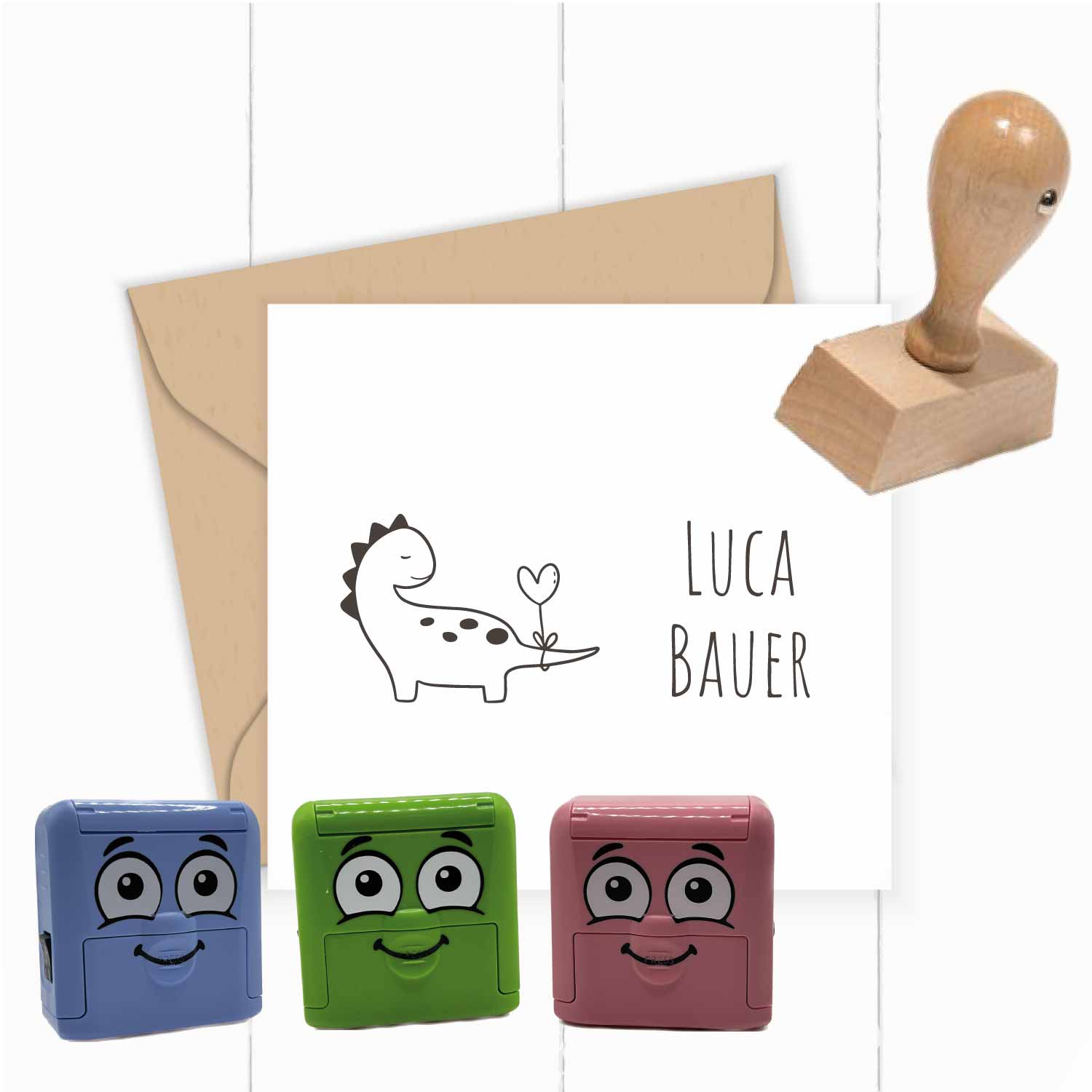Dein personalisierter Textilstempel „Dino“ | 38 x 14 mm - ST0415
