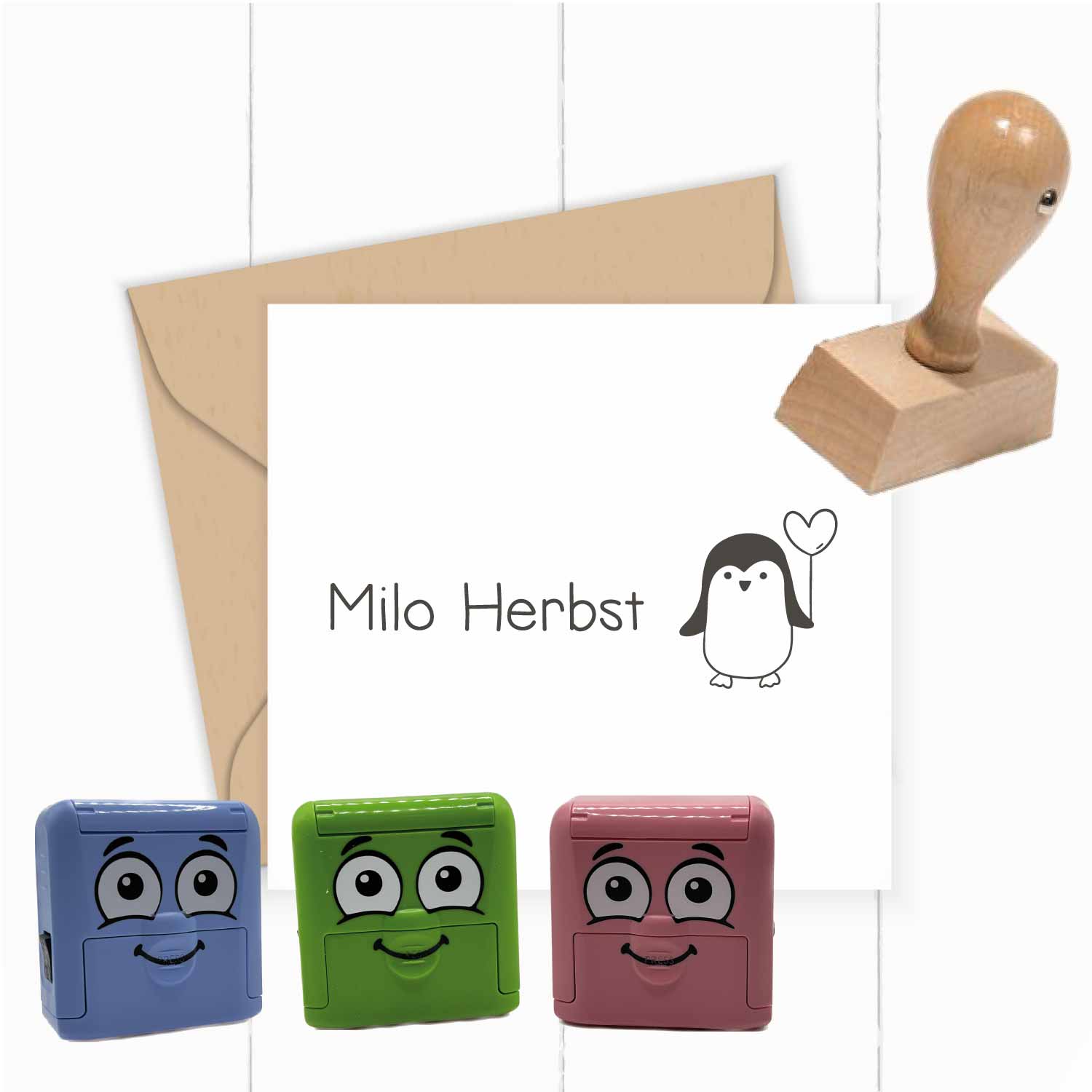 Dein personalisierter Textilstempel „Pinguin“ | 38 x 14 mm - ST0419