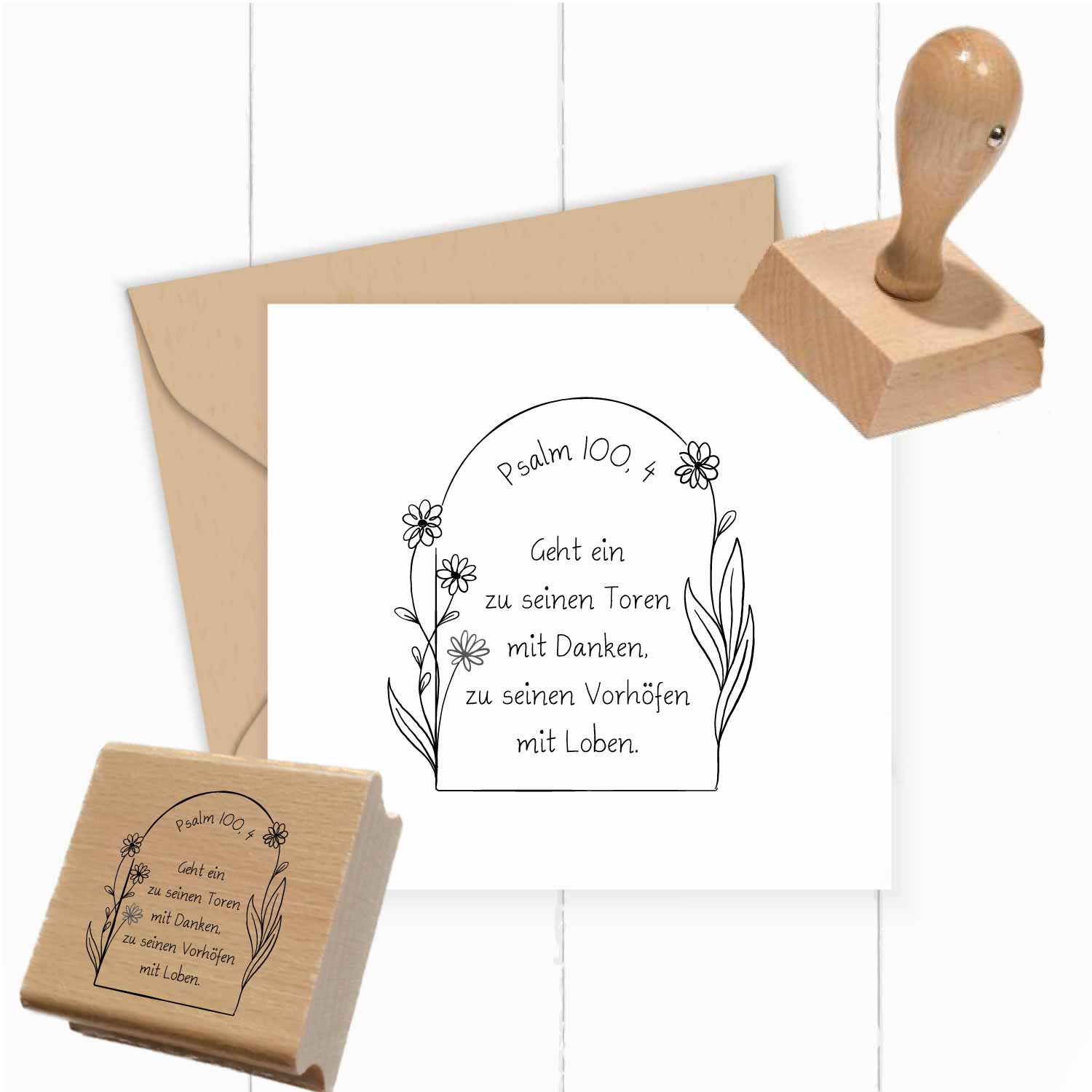 Bibelversstempel - Geht ein zu seinen Toren mit Danken - Psalm 100,4 - ST0213