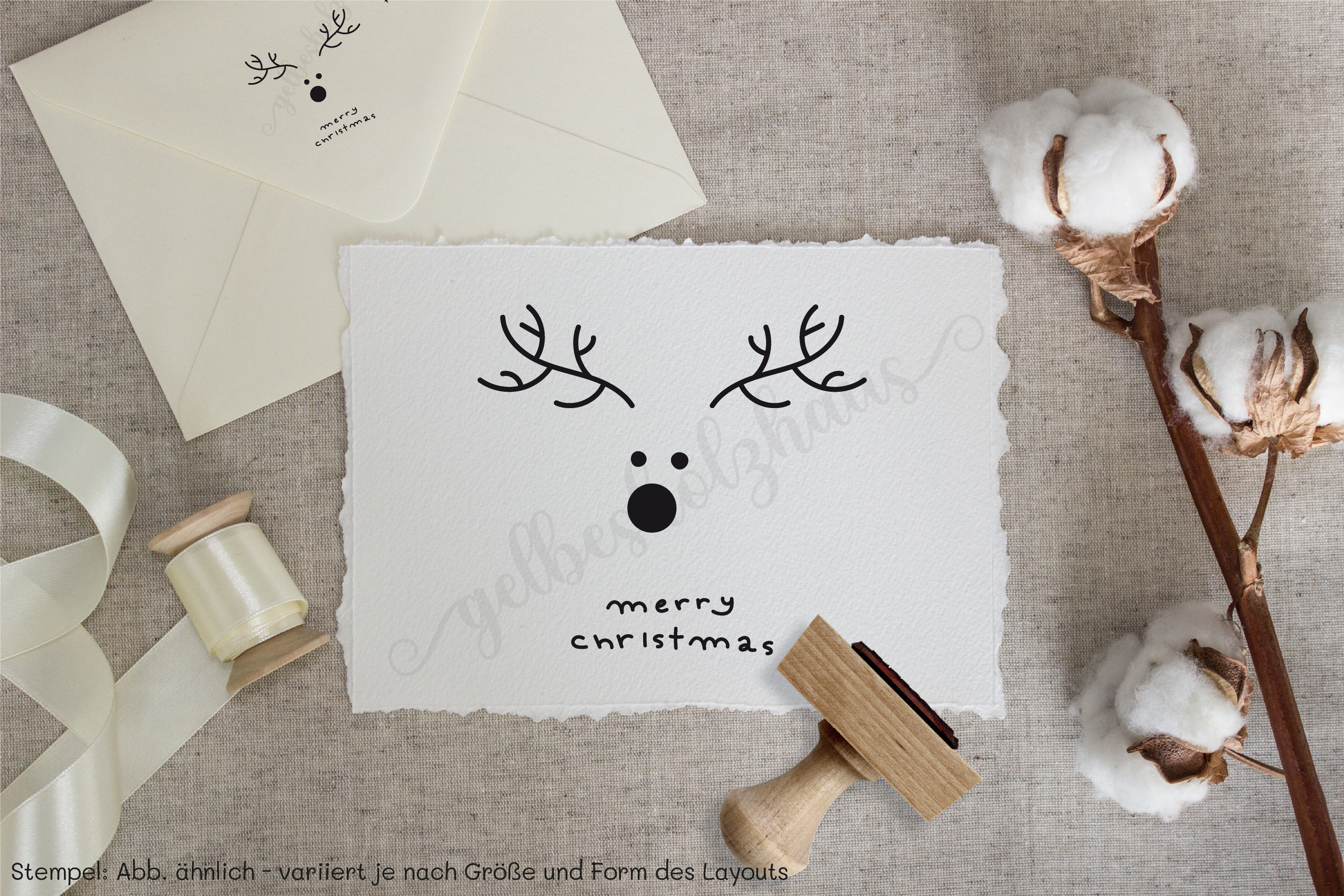Weihnachts STEMPEL Rentier / Elch "merry christmas"