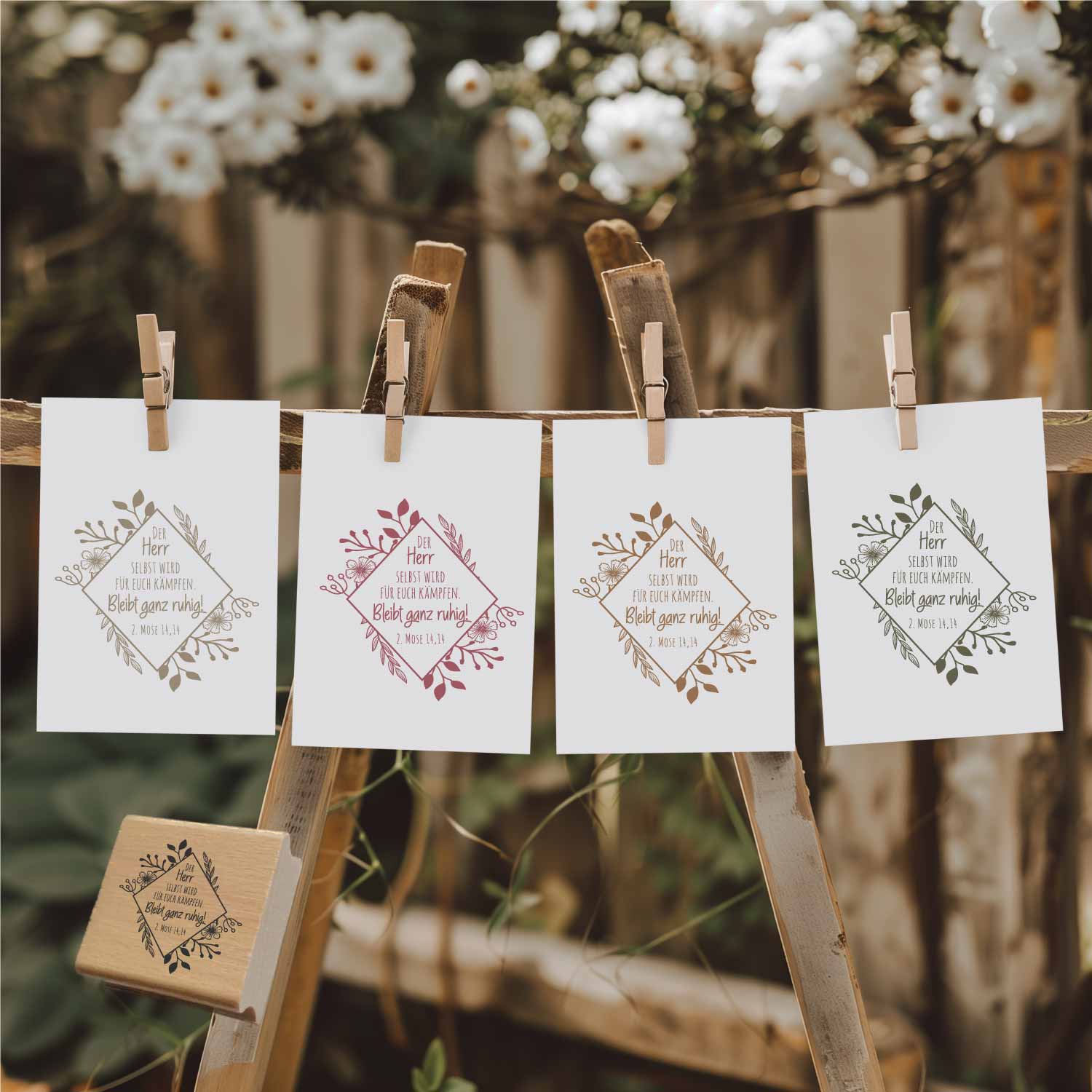 Bibelversstempel - Der Herr selbst wird für euch kämpfen. 2. Mose 14,14