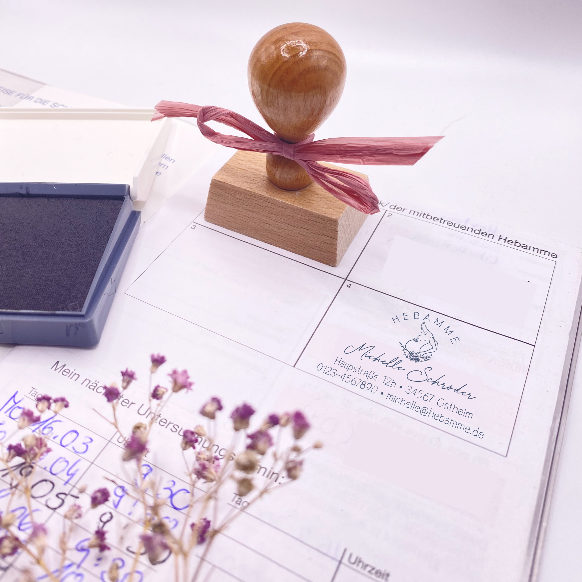 Adressstempel für Hebammen & Geburtshelfer "Michelle" – personalisiert
