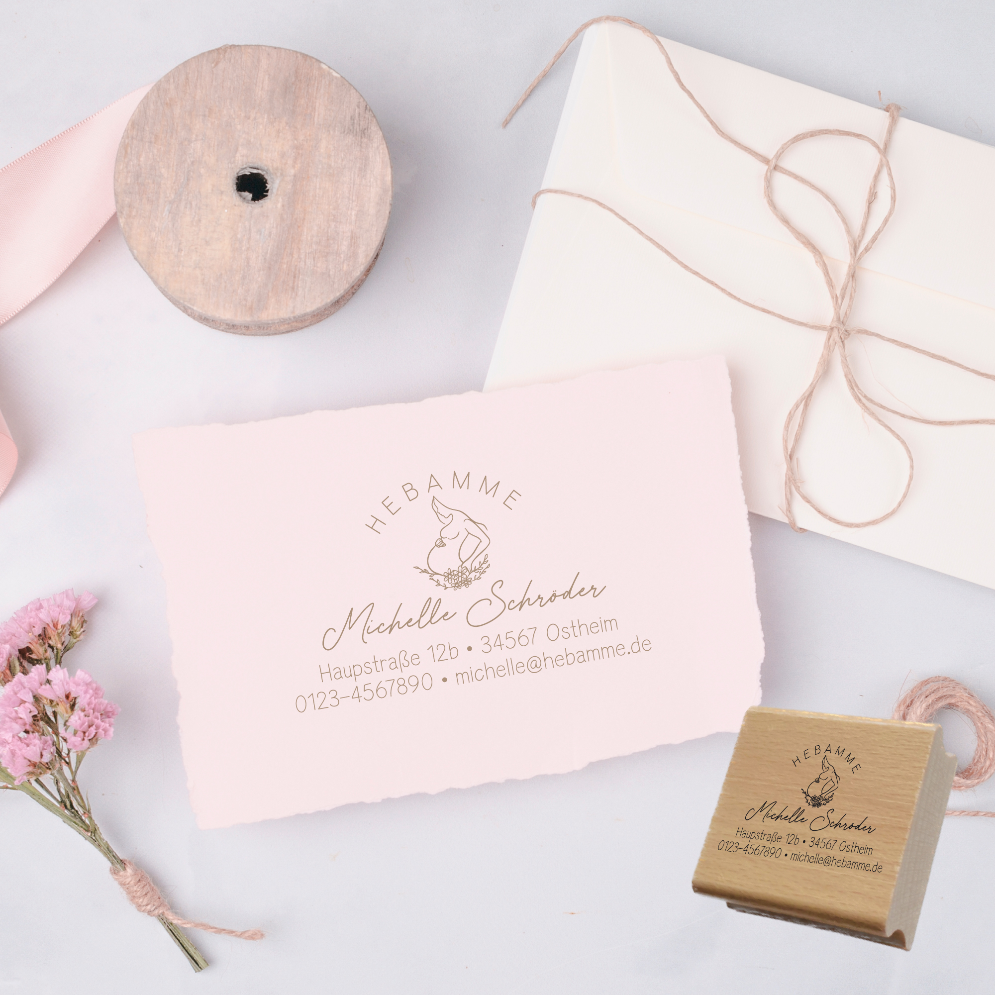 Adressstempel für Hebammen & Geburtshelfer "Michelle" – personalisiert