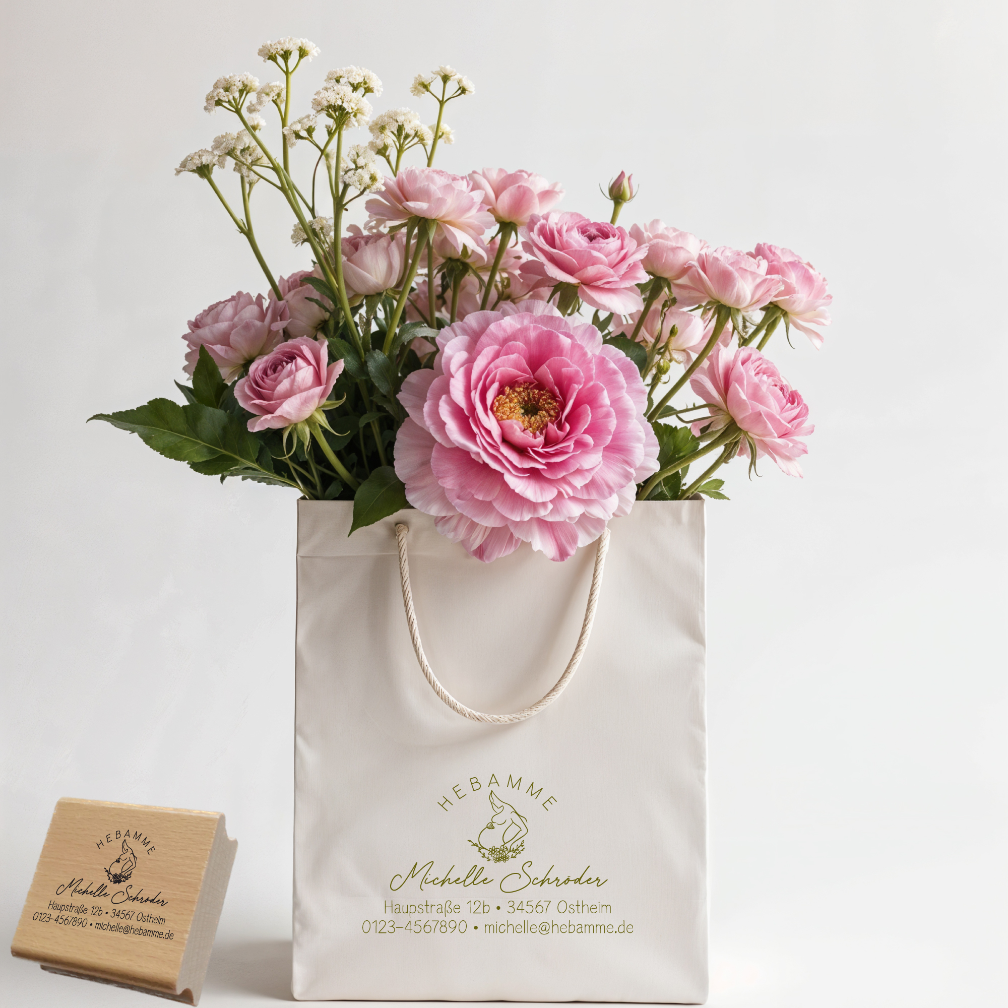 Adressstempel für Hebammen & Geburtshelfer "Michelle" – personalisiert