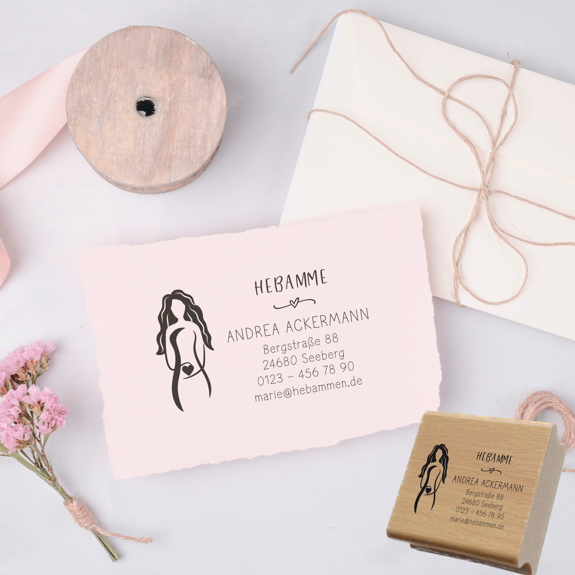 Adressstempel für Hebammen & Geburtshelfer "Andrea" – personalisiert