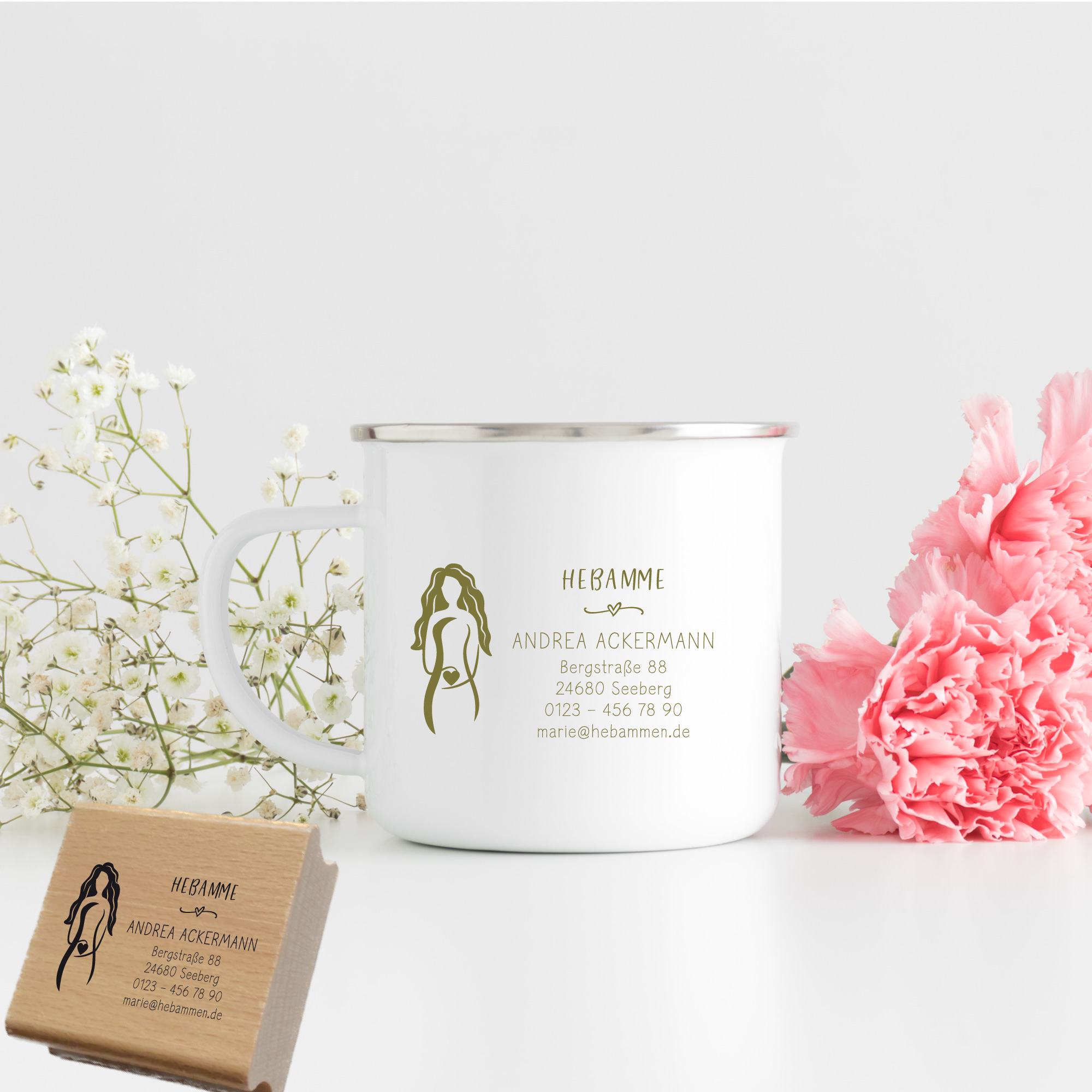 Adressstempel für Hebammen & Geburtshelfer "Andrea" – personalisiert