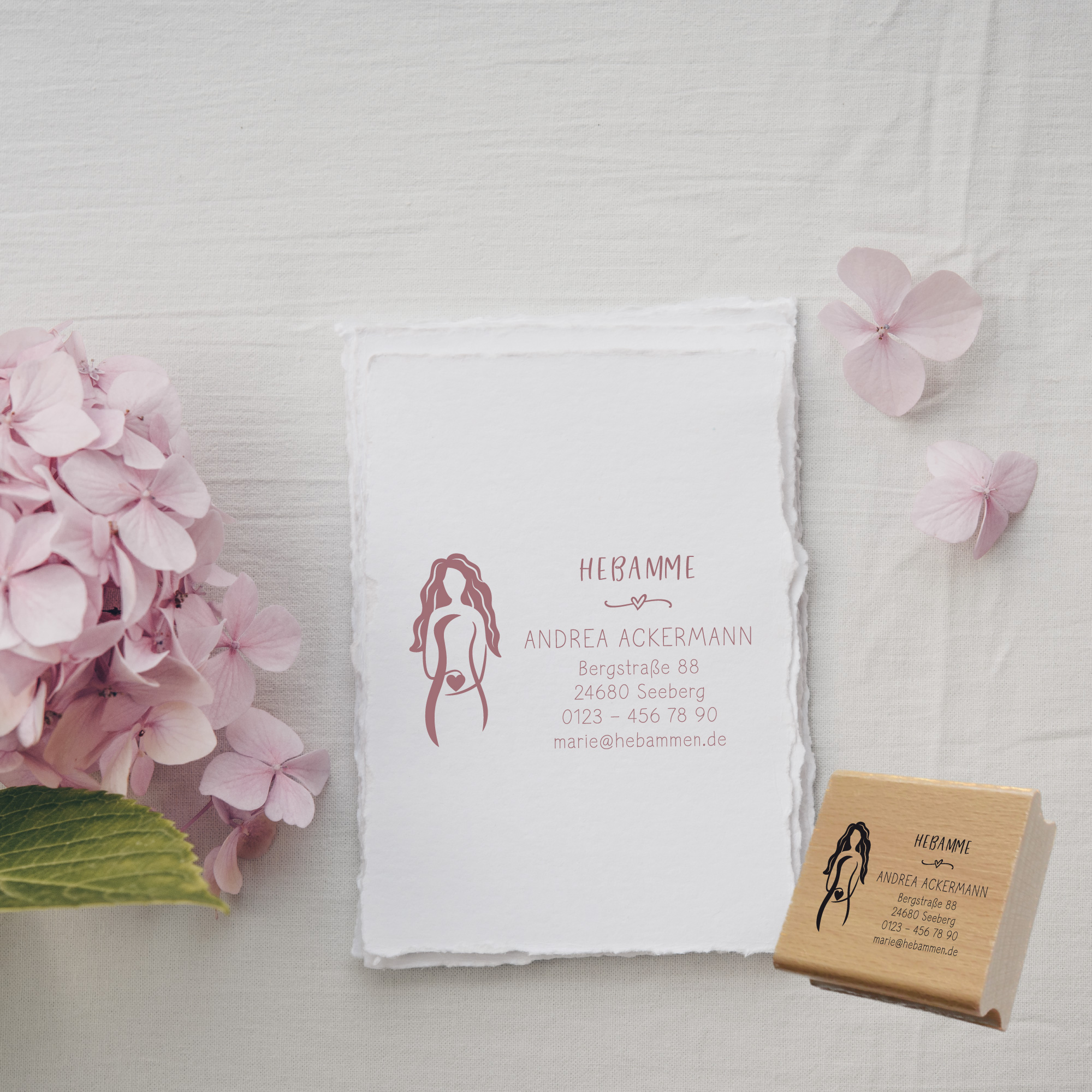 Adressstempel für Hebammen & Geburtshelfer "Andrea" – personalisiert