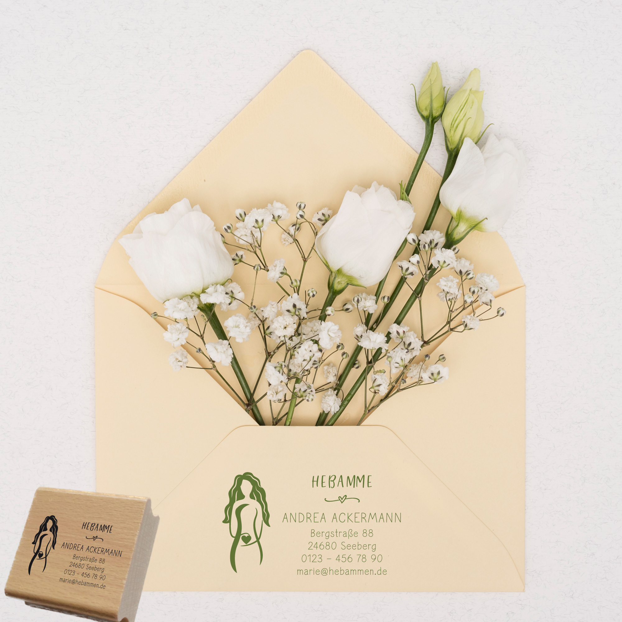 Adressstempel für Hebammen & Geburtshelfer "Andrea" – personalisiert
