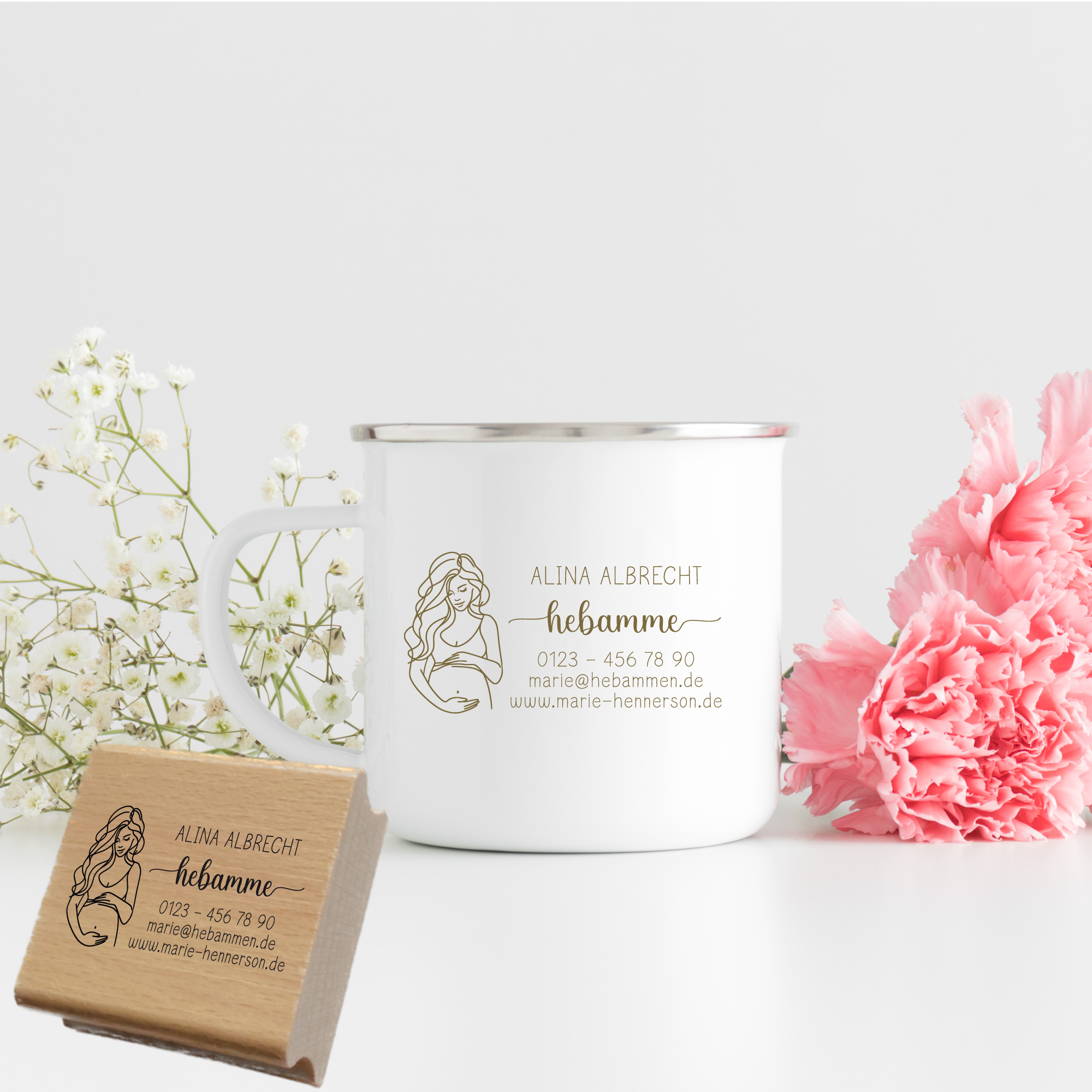 Adressstempel für Hebammen & Geburtshelfer "Alina" – personalisiert
