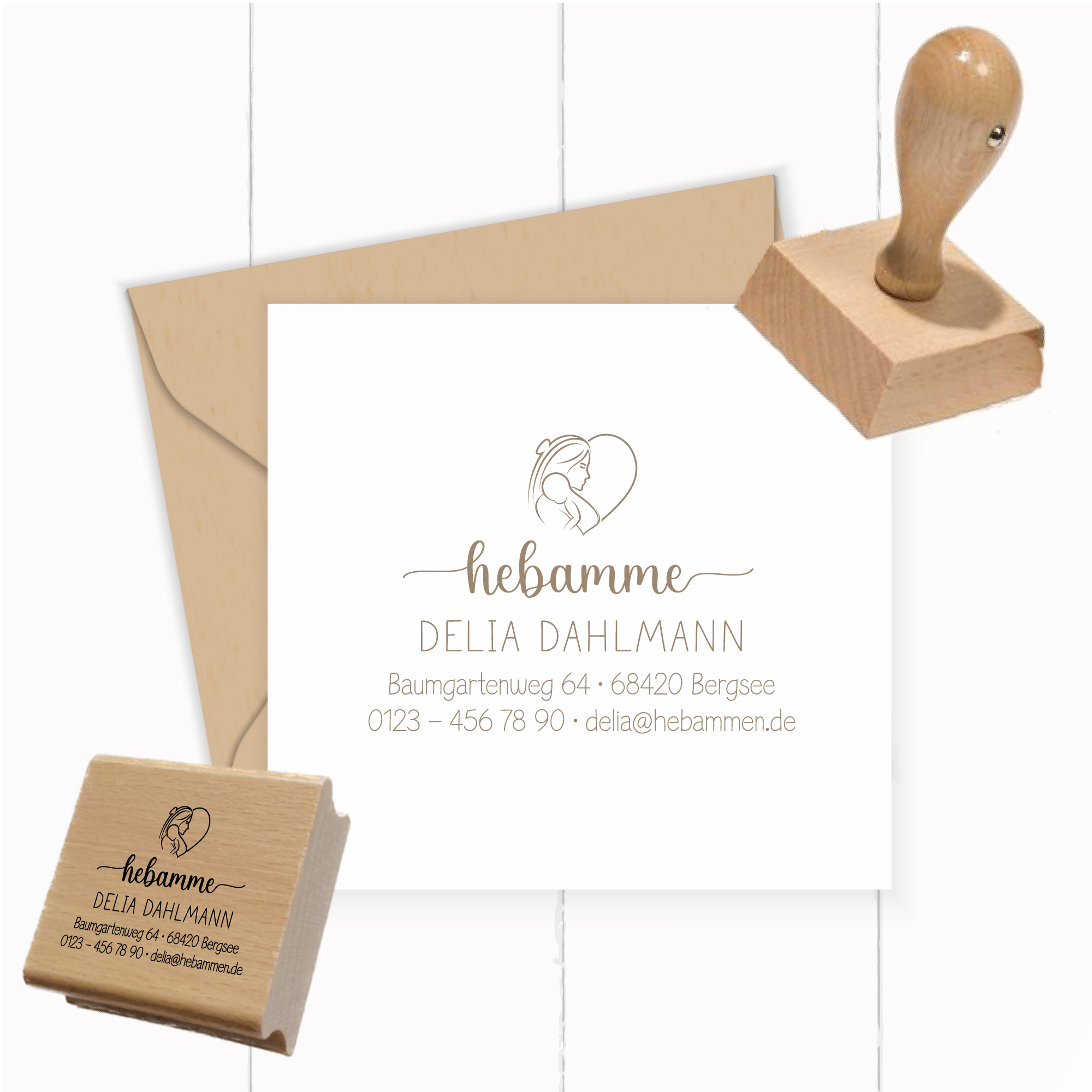 Adressstempel für Hebammen & Geburtshelfer "Delia" – personalisiert