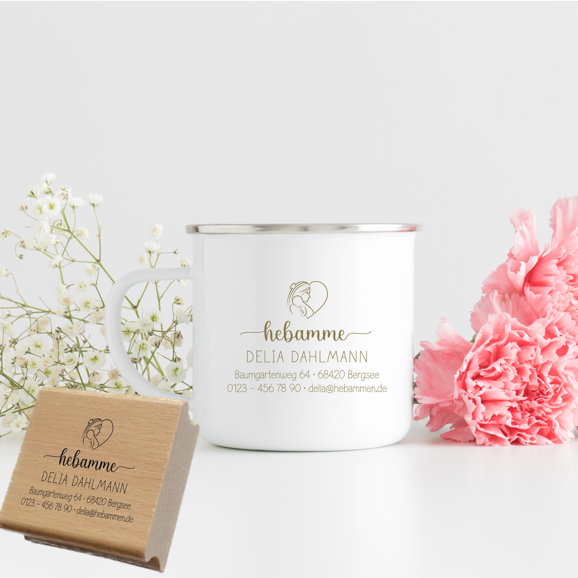 Adressstempel für Hebammen & Geburtshelfer "Delia" – personalisiert
