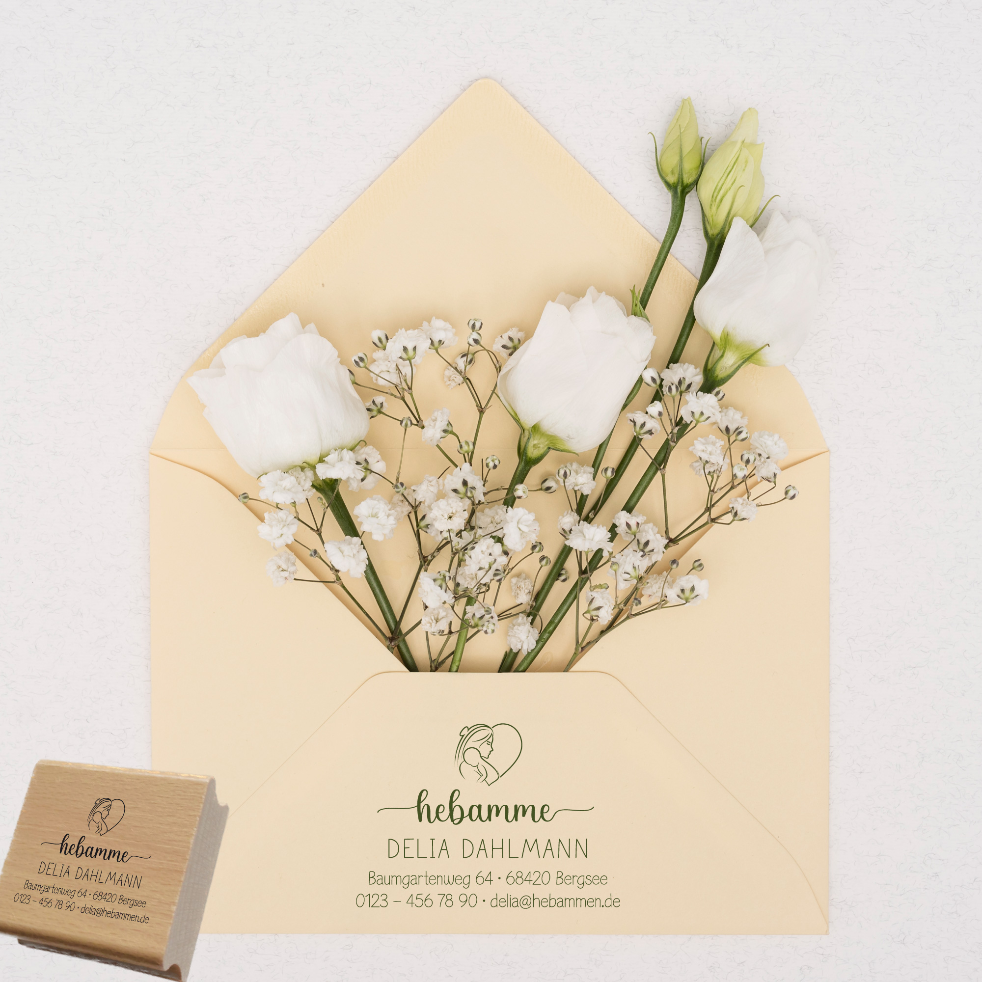 Adressstempel für Hebammen & Geburtshelfer "Delia" – personalisiert