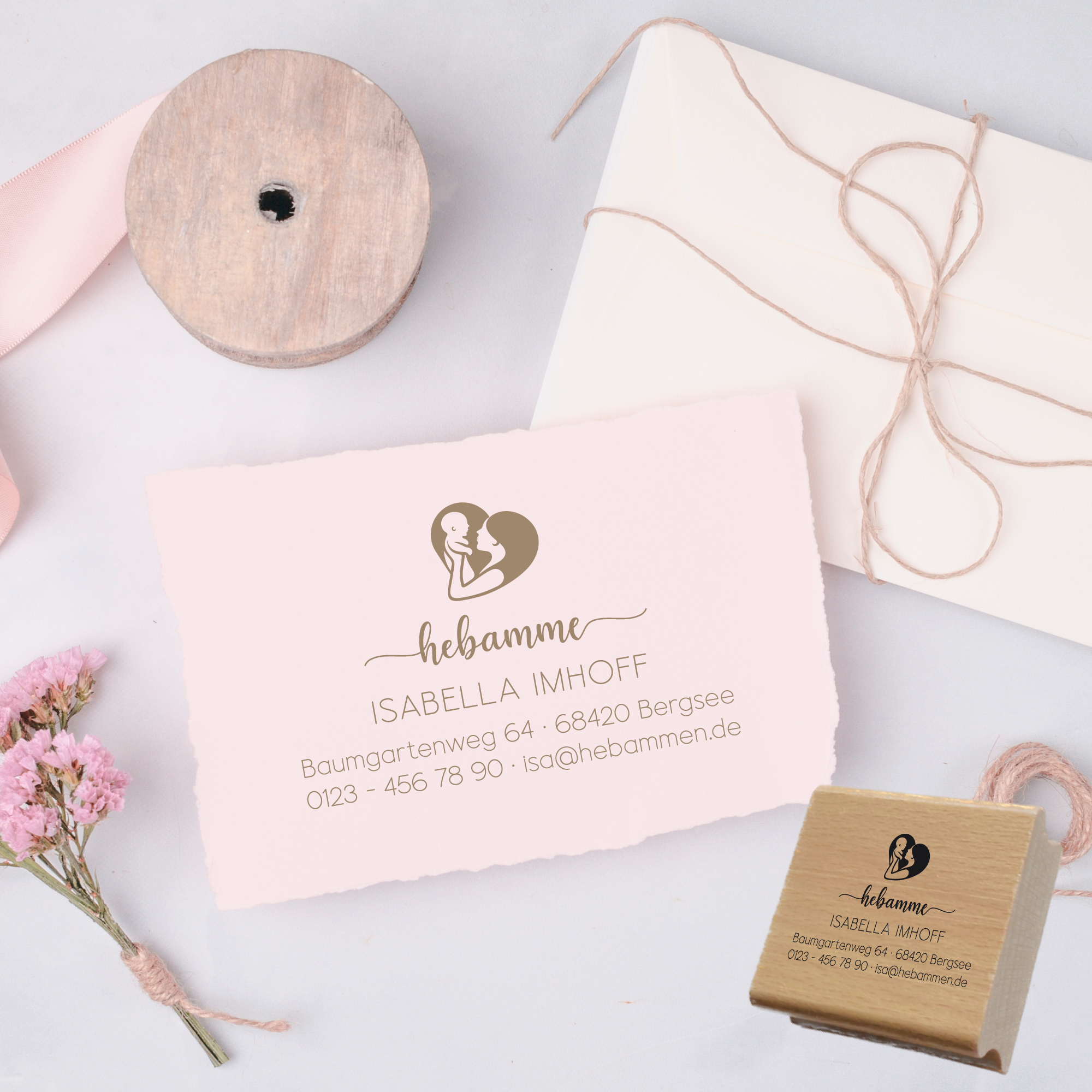 Adressstempel für Hebammen & Geburtshelfer "Isabella" – personalisiert