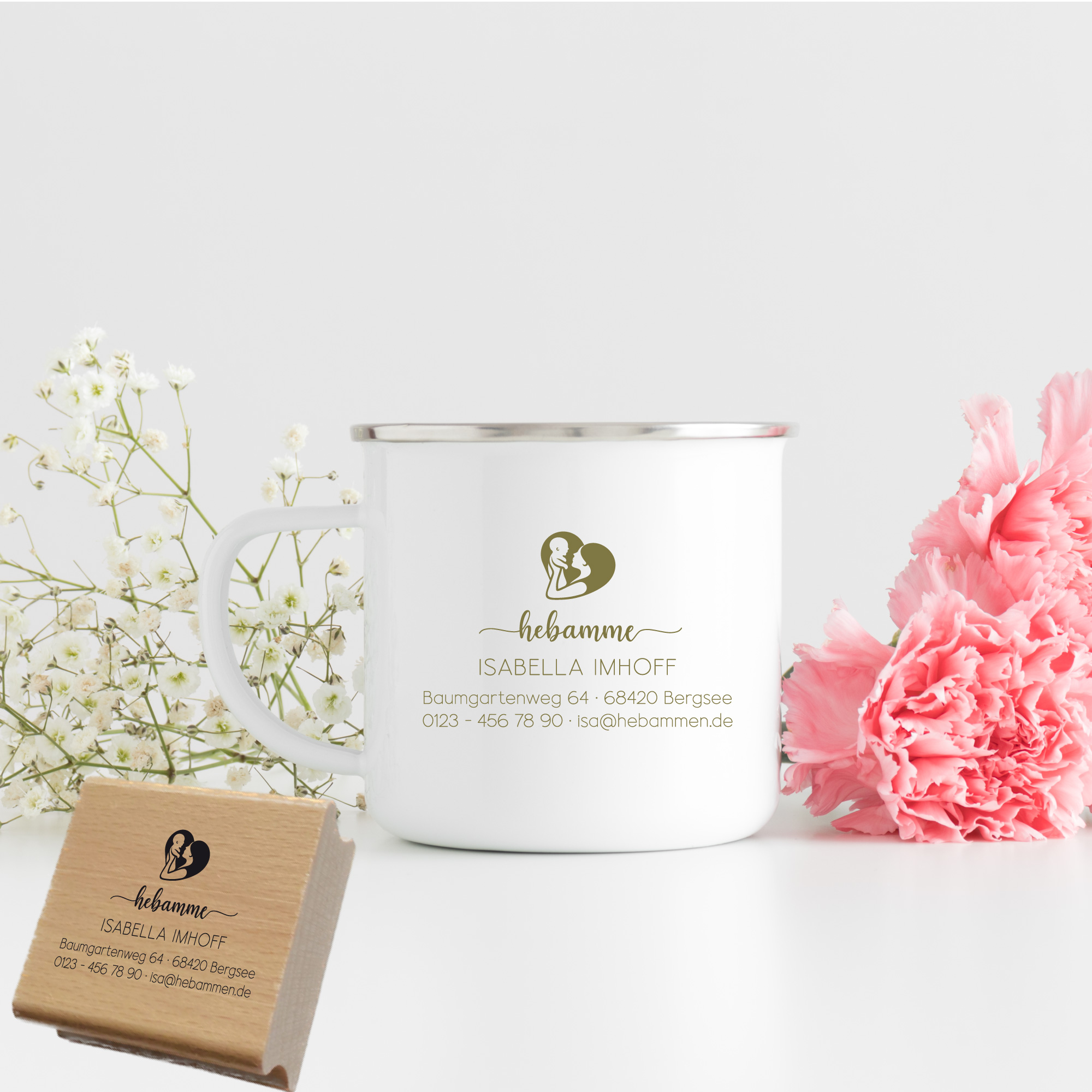 Adressstempel für Hebammen & Geburtshelfer "Isabella" – personalisiert