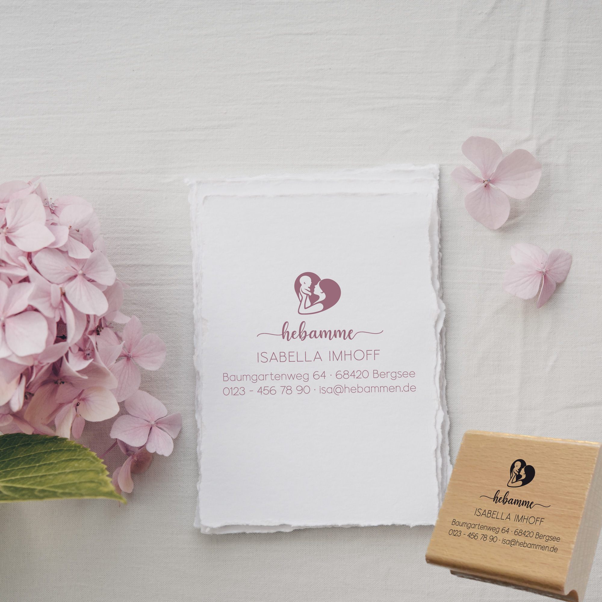 Adressstempel für Hebammen & Geburtshelfer "Isabella" – personalisiert