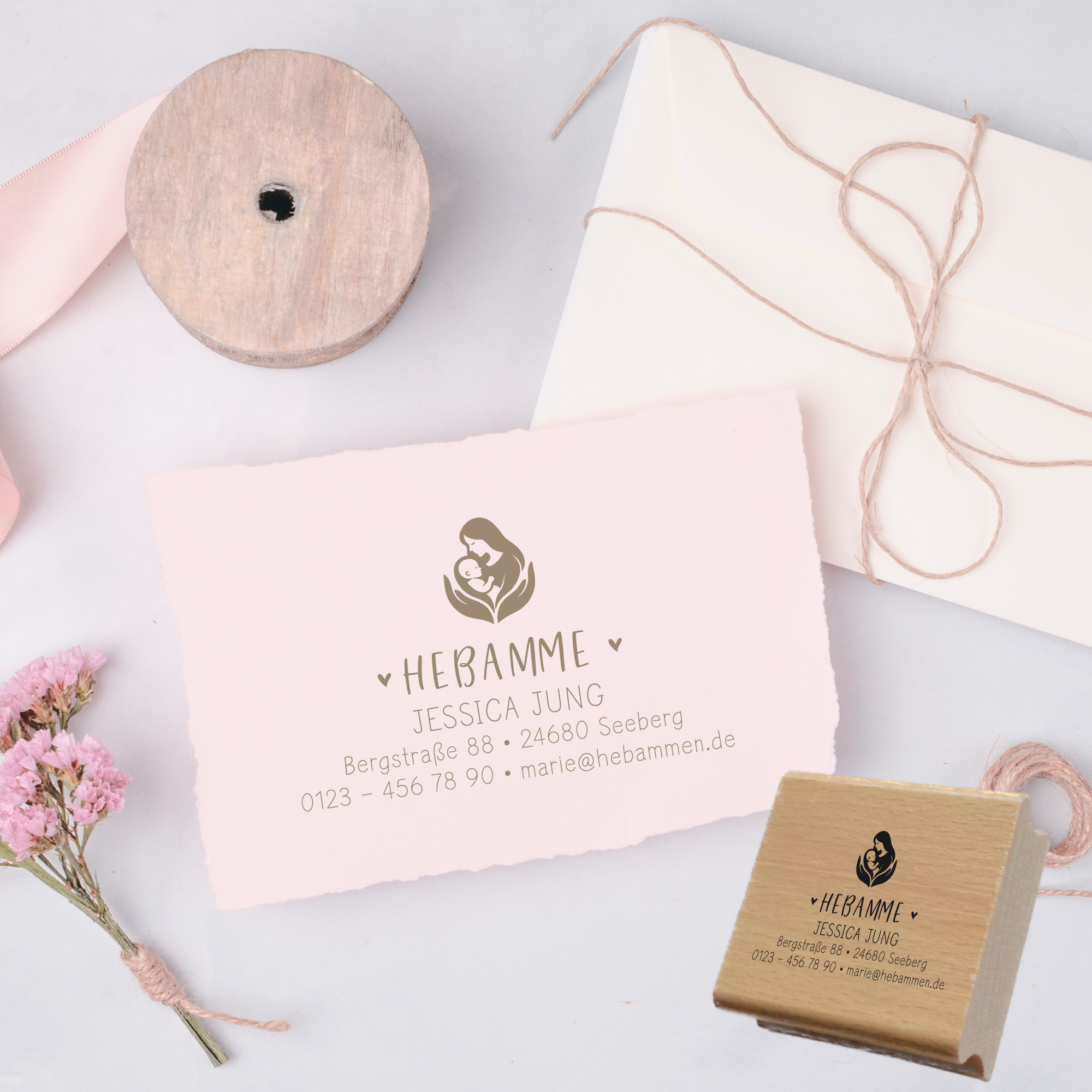 Adressstempel für Hebammen & Geburtshelfer "Jessica" – personalisiert