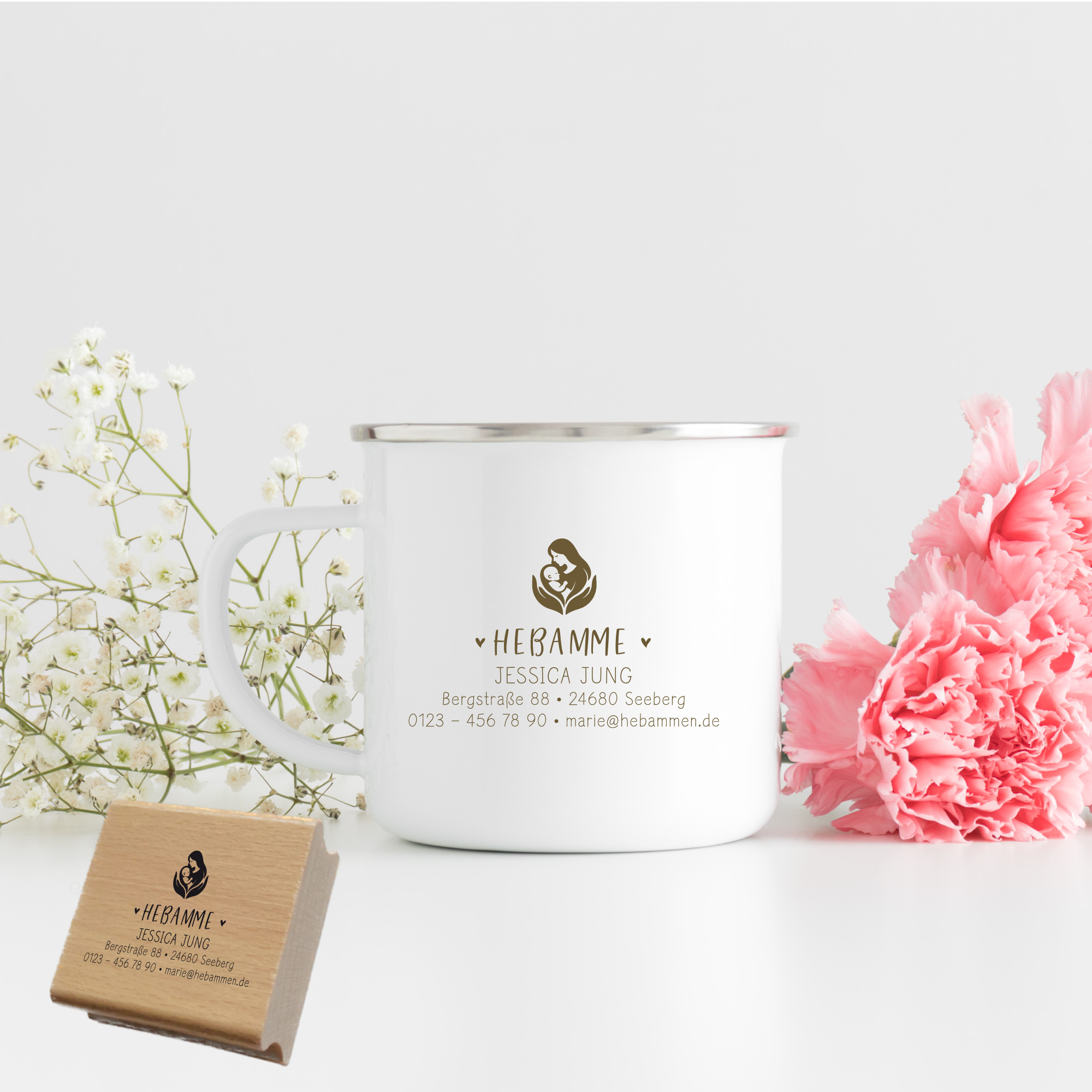 Adressstempel für Hebammen & Geburtshelfer "Jessica" – personalisiert