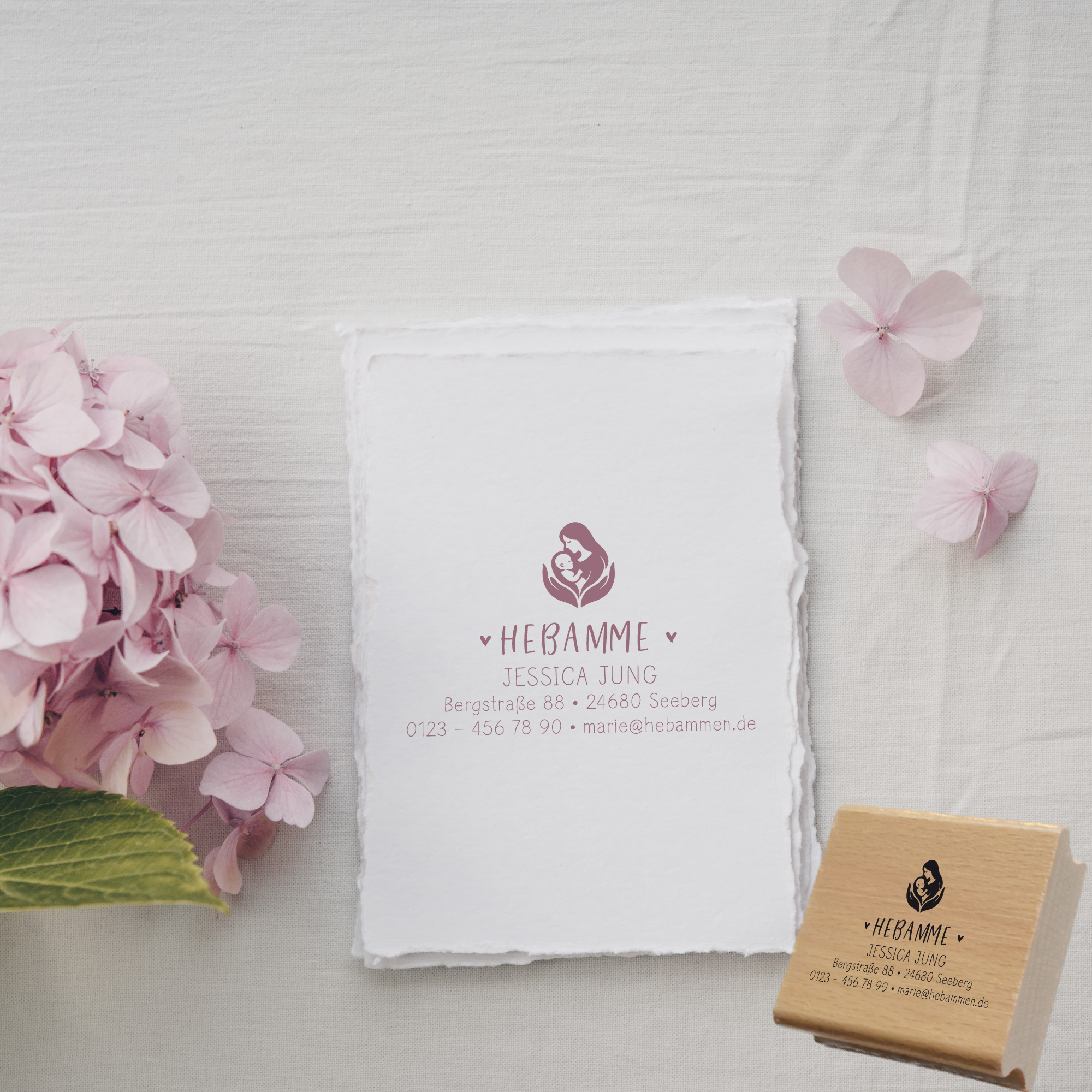 Adressstempel für Hebammen & Geburtshelfer "Jessica" – personalisiert