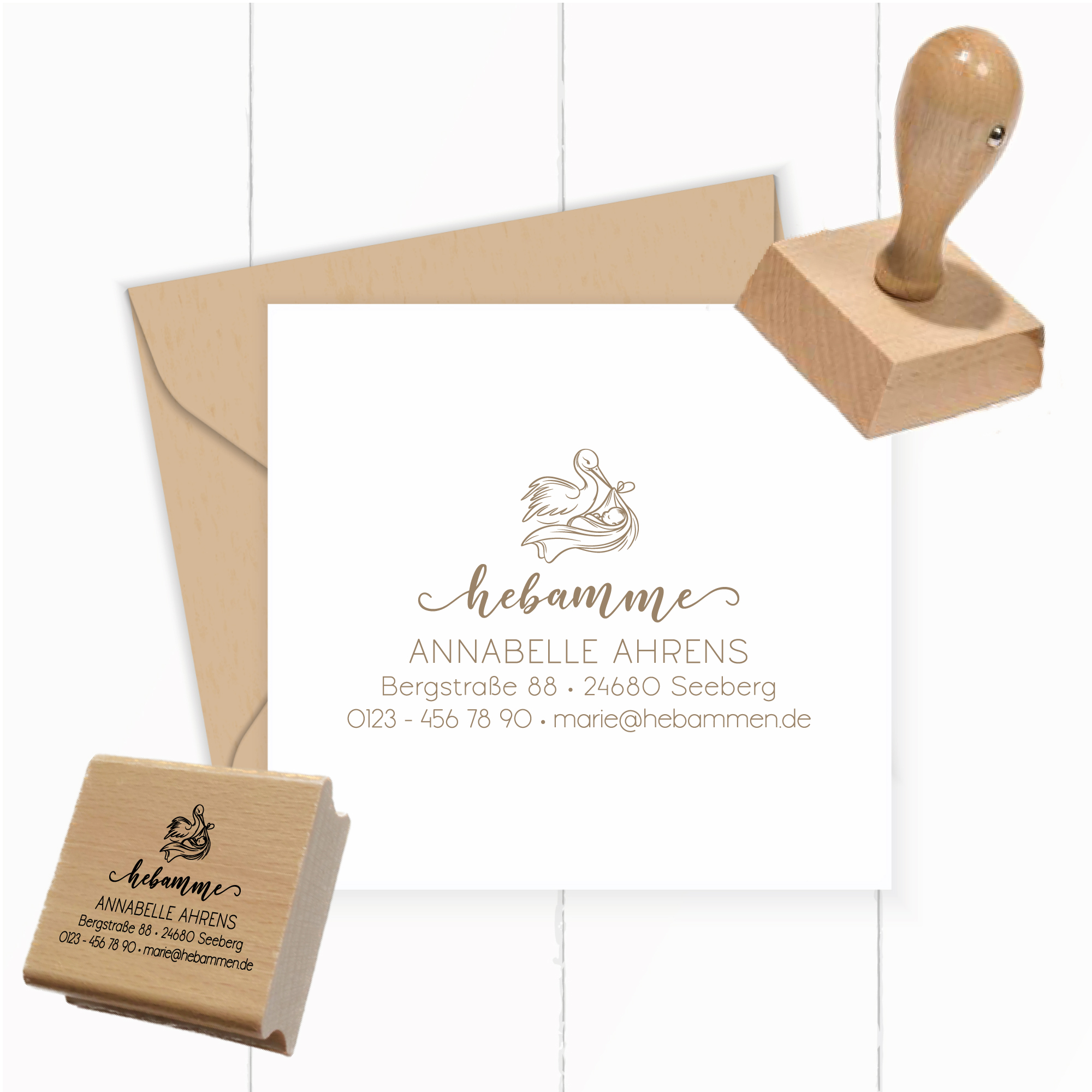 Adressstempel für Hebammen & Geburtshelfer "Annabelle" – personalisiert - ST0610