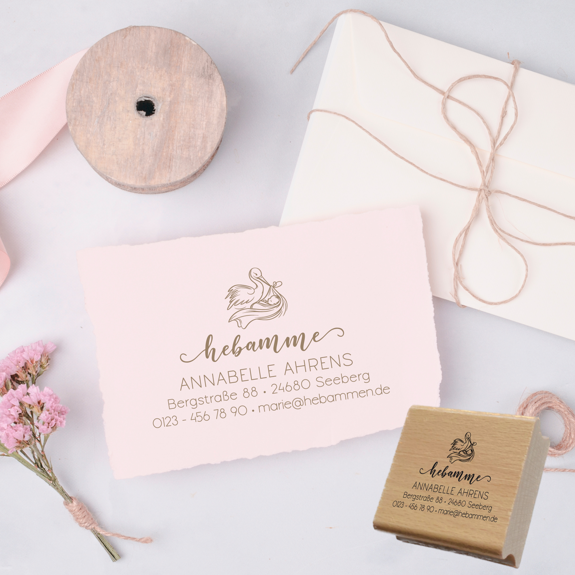 Adressstempel für Hebammen & Geburtshelfer "Annabelle" – personalisiert