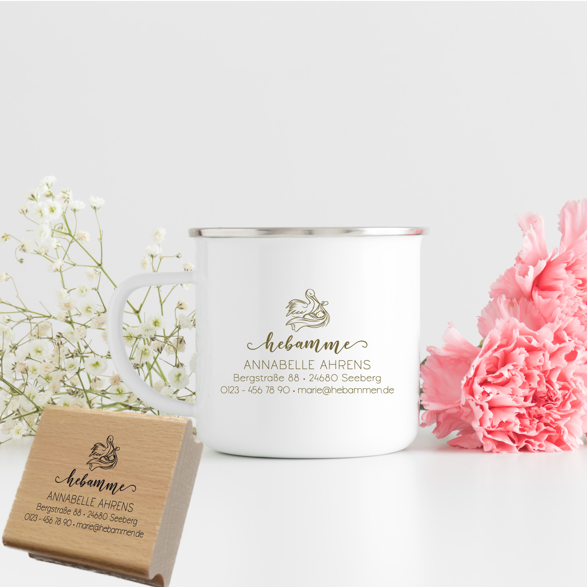Adressstempel für Hebammen & Geburtshelfer "Annabelle" – personalisiert