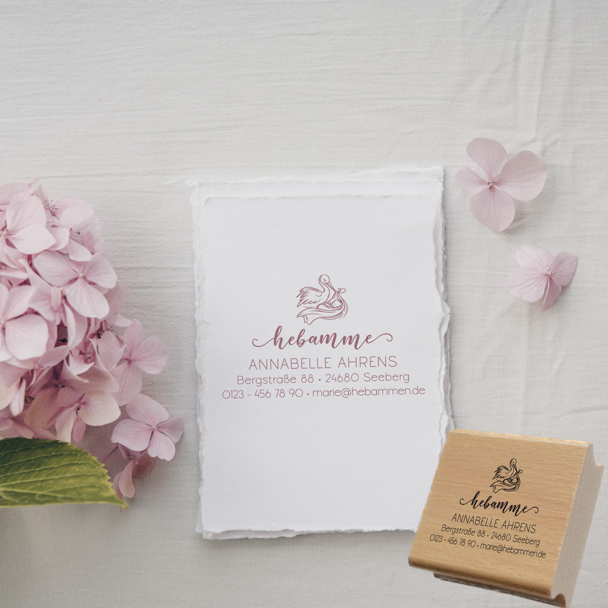 Adressstempel für Hebammen & Geburtshelfer "Annabelle" – personalisiert