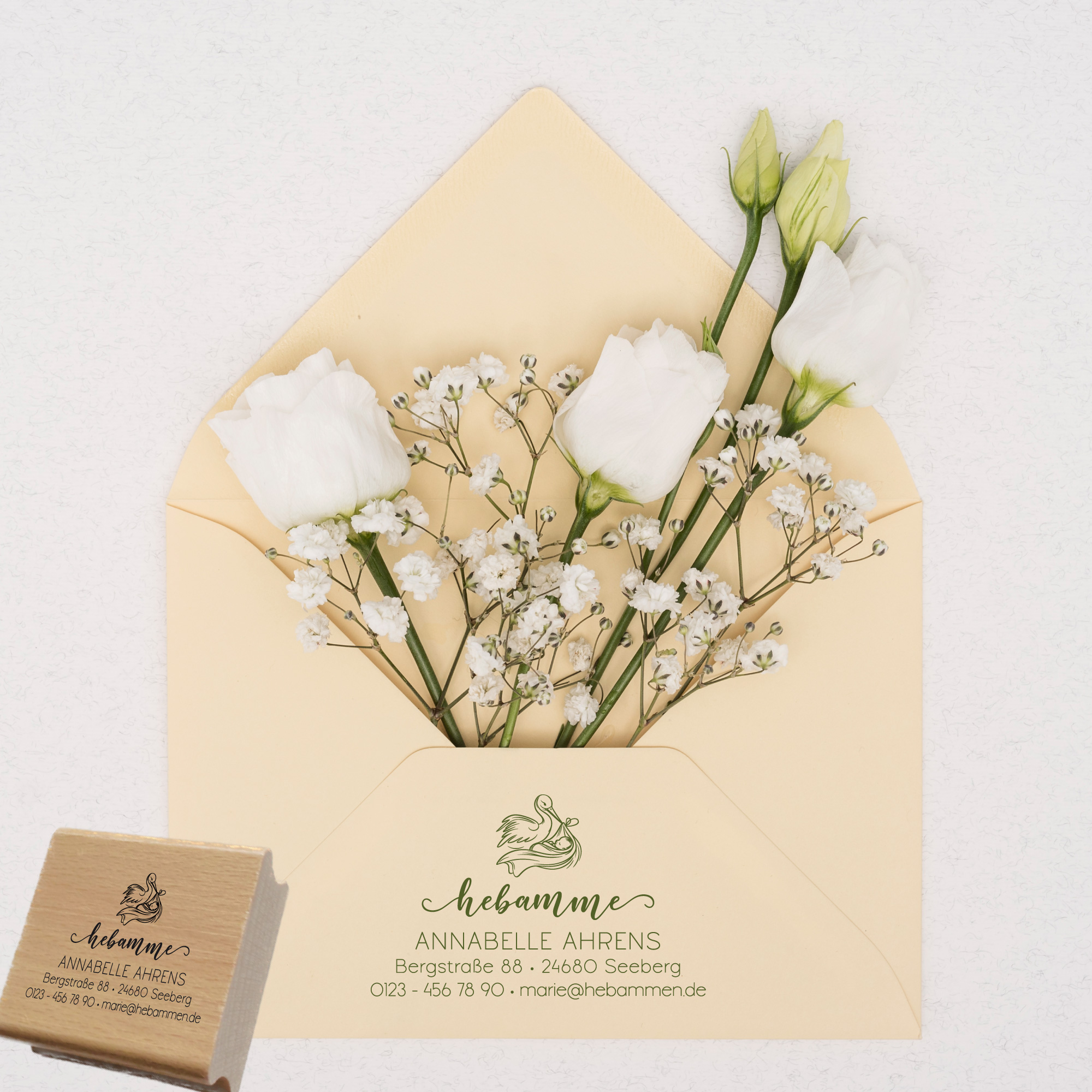 Adressstempel für Hebammen & Geburtshelfer "Annabelle" – personalisiert