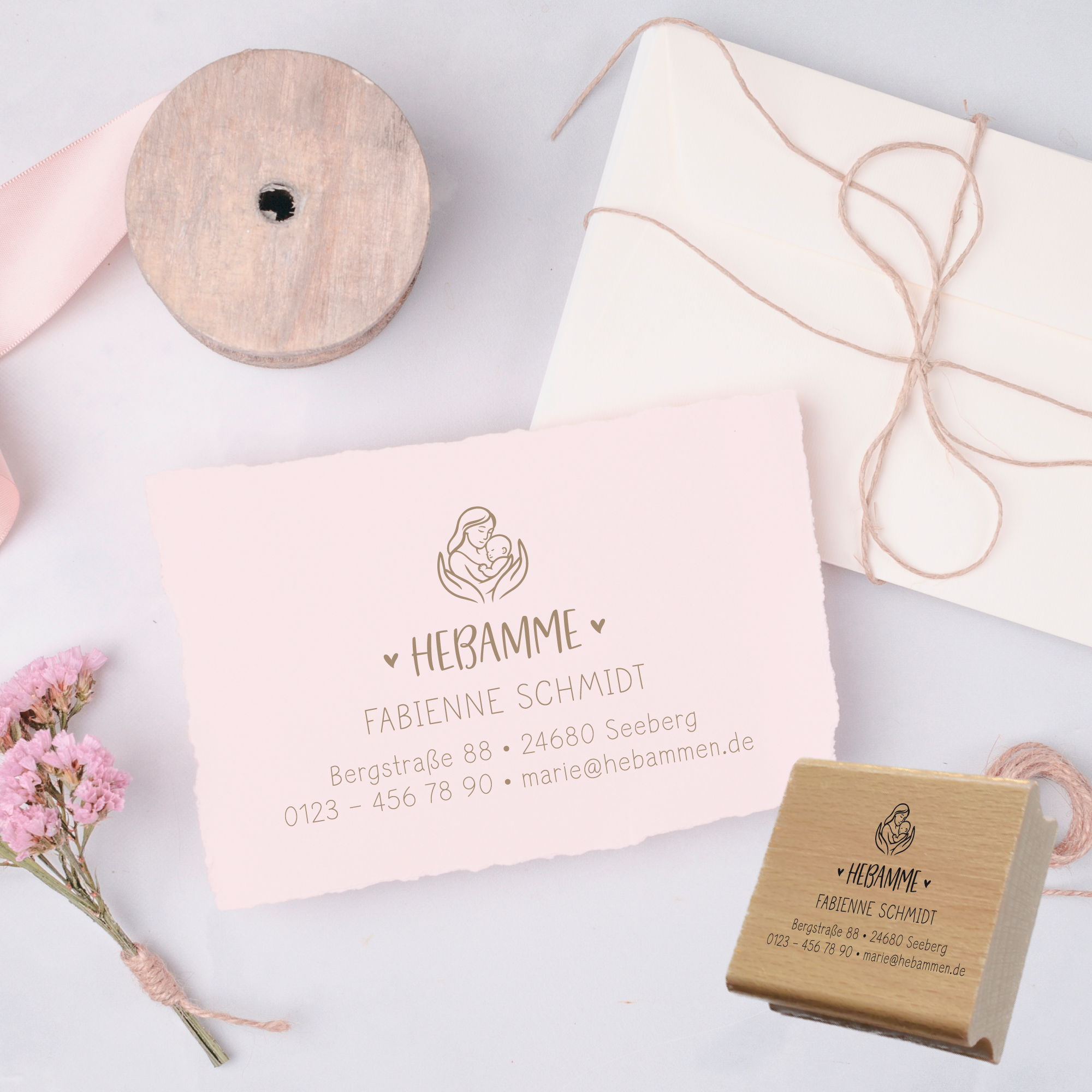 Adressstempel für Hebammen & Geburtshelfer "Fabienne" – personalisiert