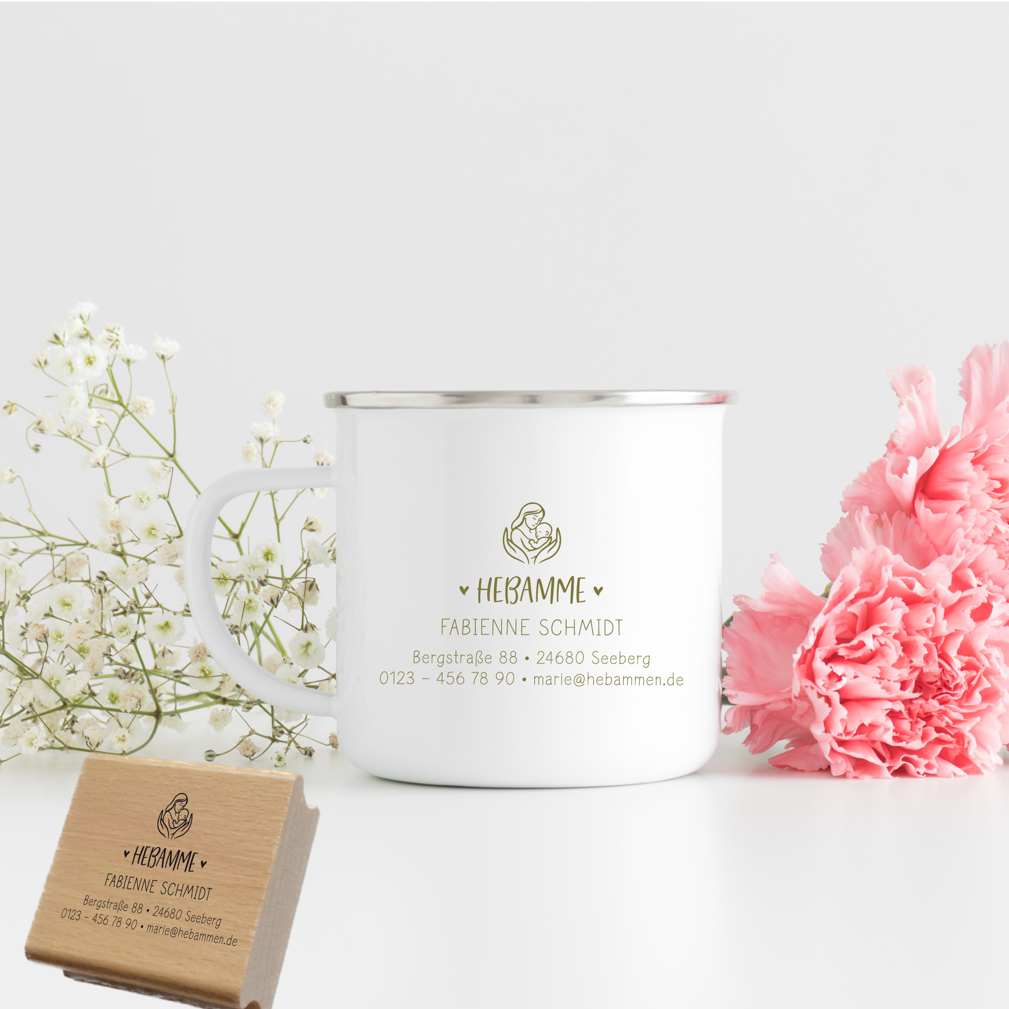 Adressstempel für Hebammen & Geburtshelfer "Fabienne" – personalisiert