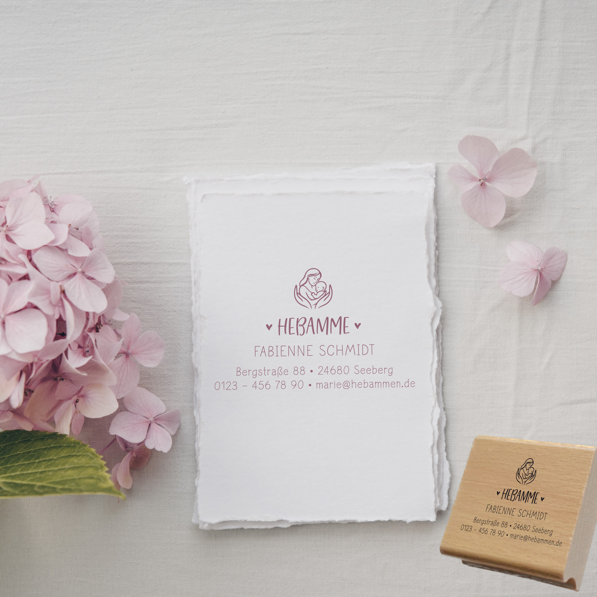 Adressstempel für Hebammen & Geburtshelfer "Fabienne" – personalisiert