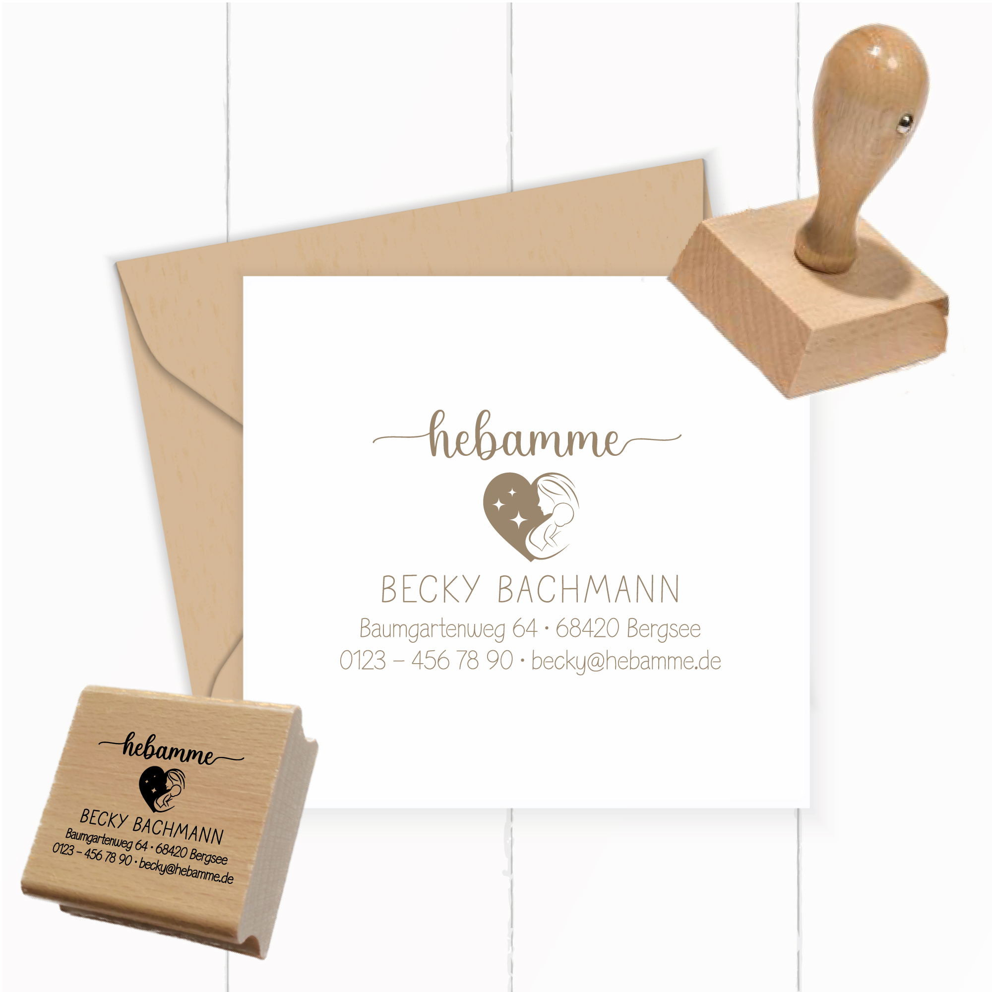 Adressstempel für Hebammen & Geburtshelfer "Becky" – personalisiert