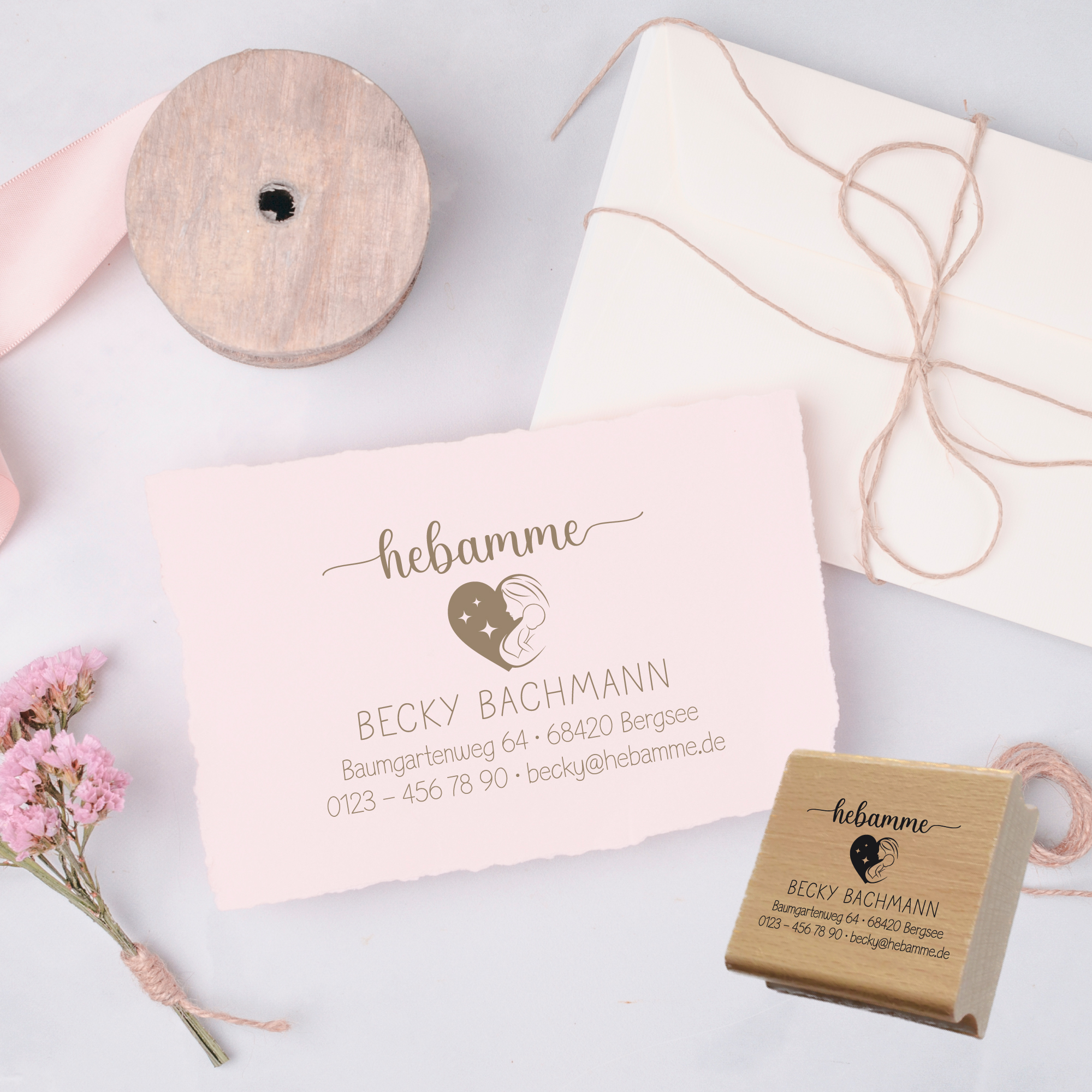 Adressstempel für Hebammen & Geburtshelfer "Becky" – personalisiert