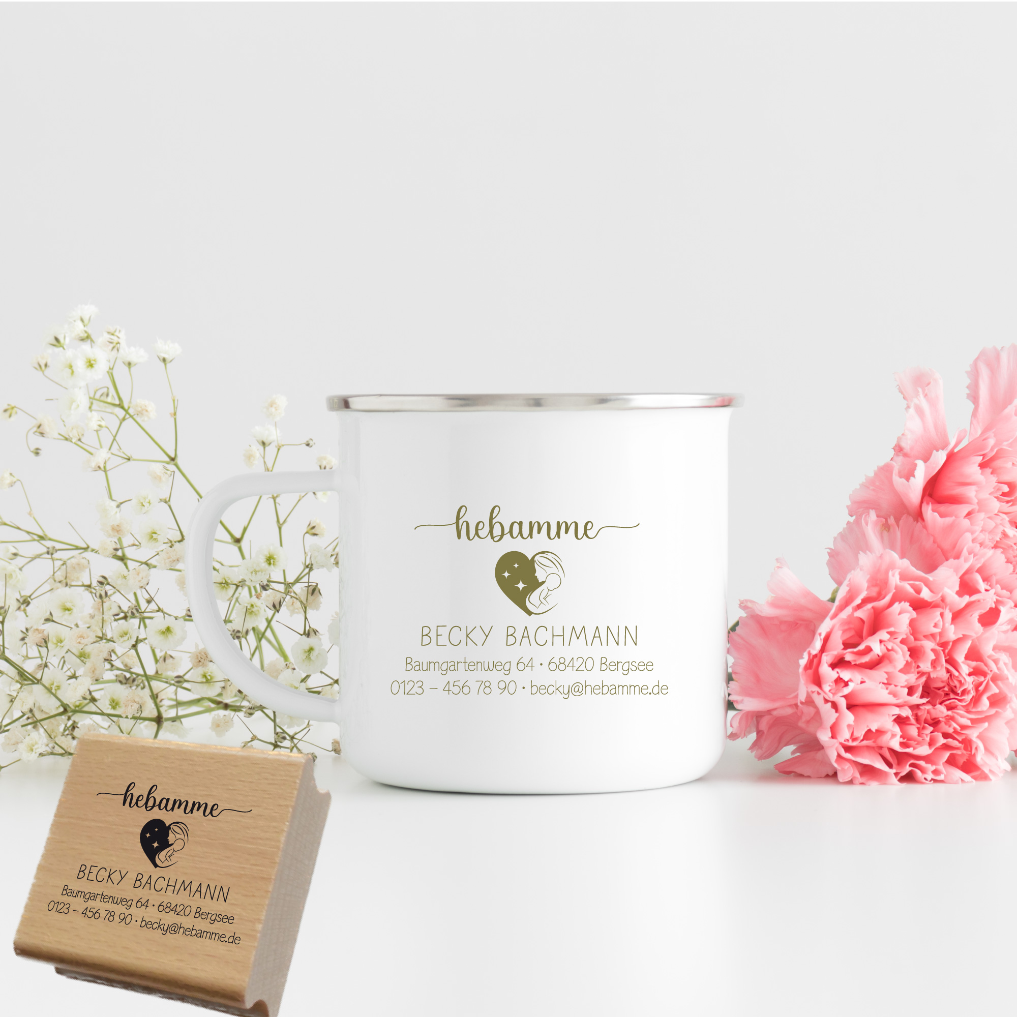 Adressstempel für Hebammen & Geburtshelfer "Becky" – personalisiert