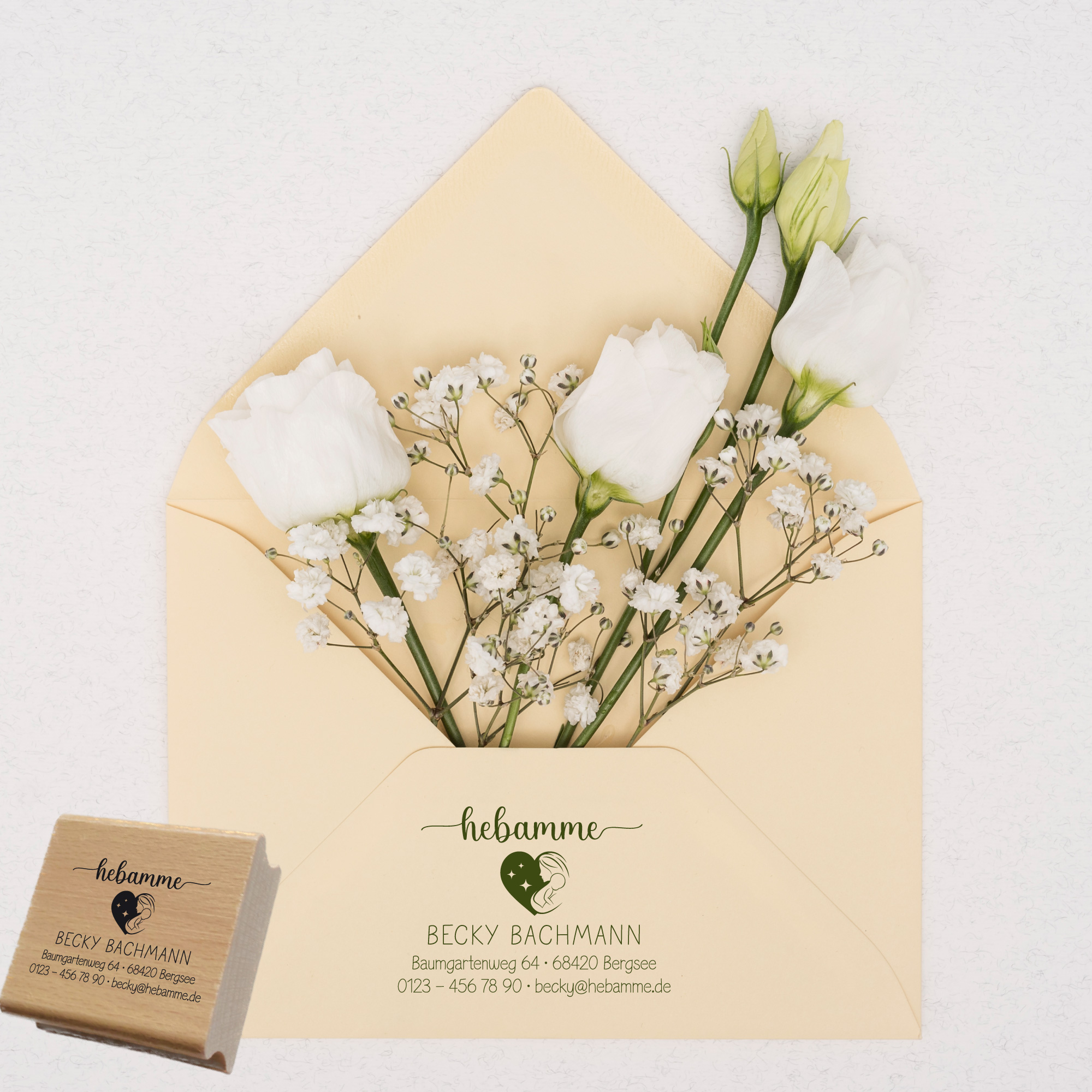 Adressstempel für Hebammen & Geburtshelfer "Becky" – personalisiert