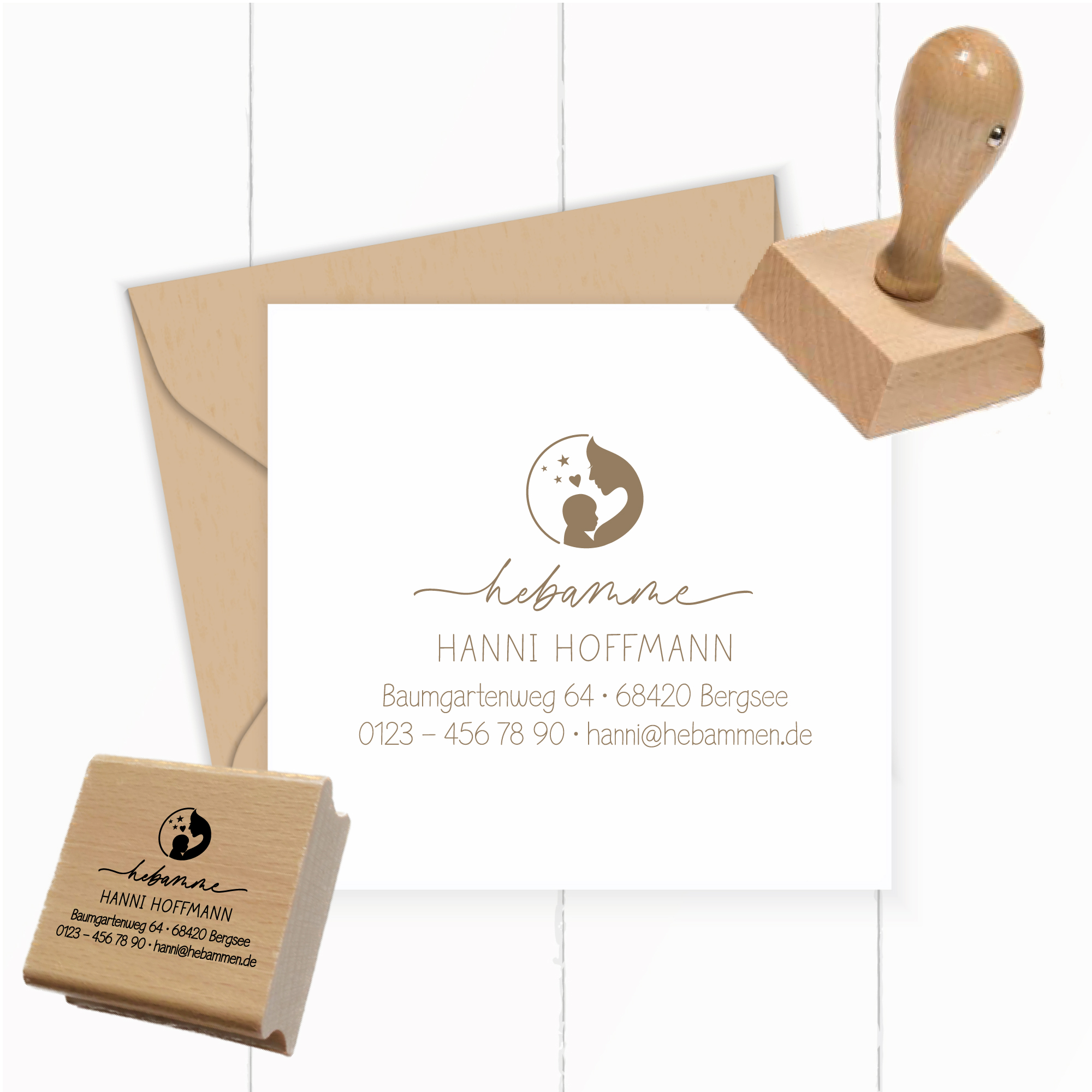 Adressstempel für Hebammen & Geburtshelfer "Hanni" – personalisiert