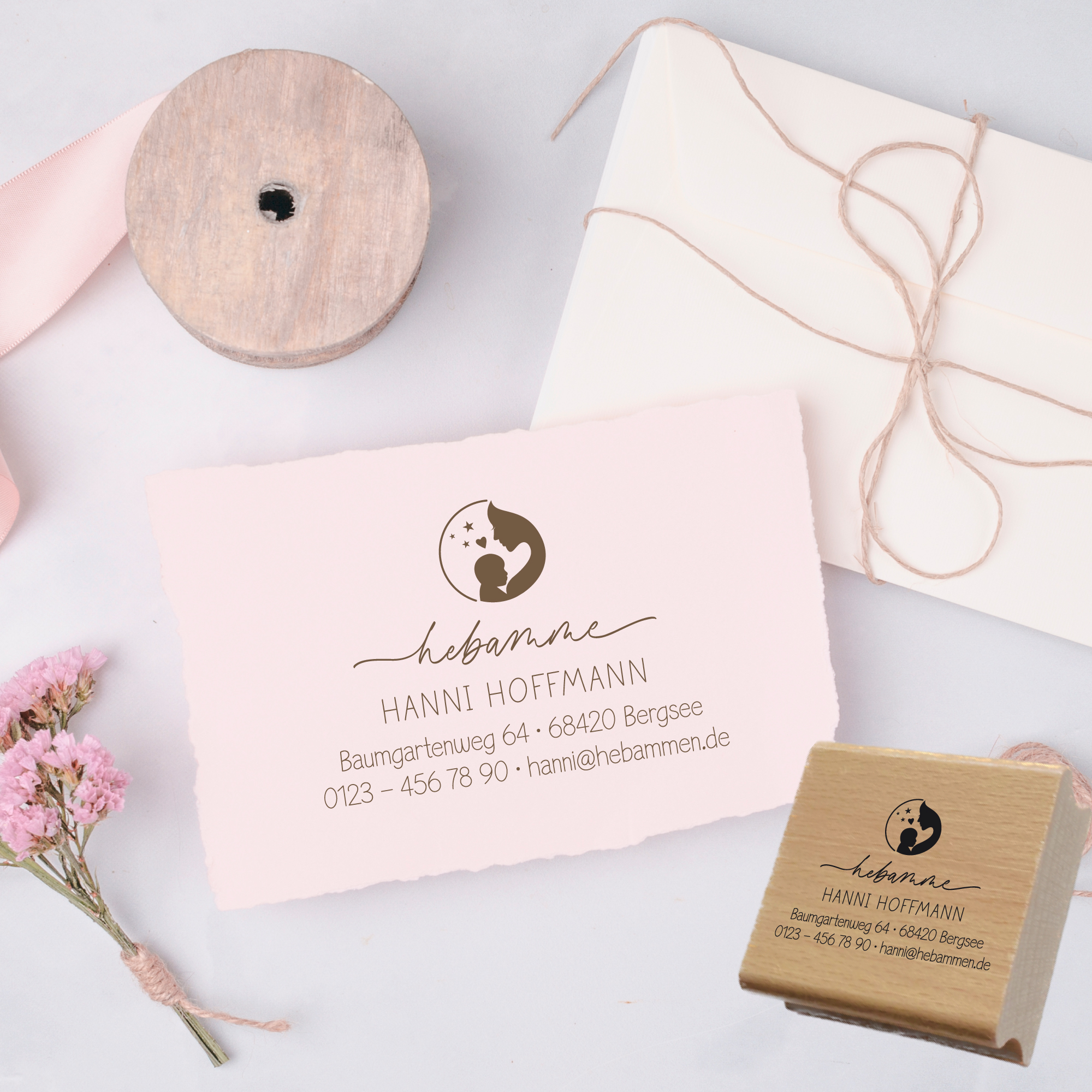 Adressstempel für Hebammen & Geburtshelfer "Hanni" – personalisiert