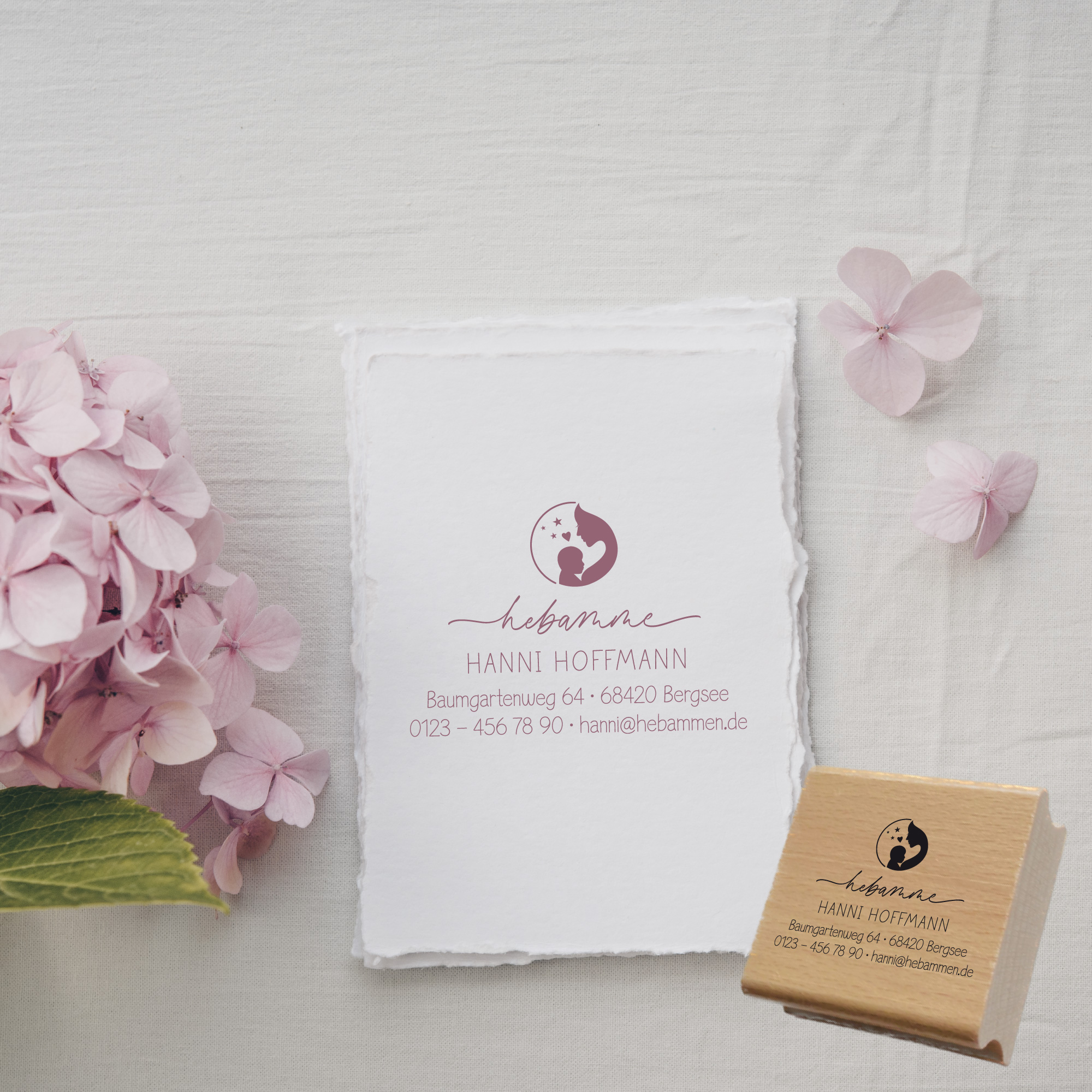 Adressstempel für Hebammen & Geburtshelfer "Hanni" – personalisiert