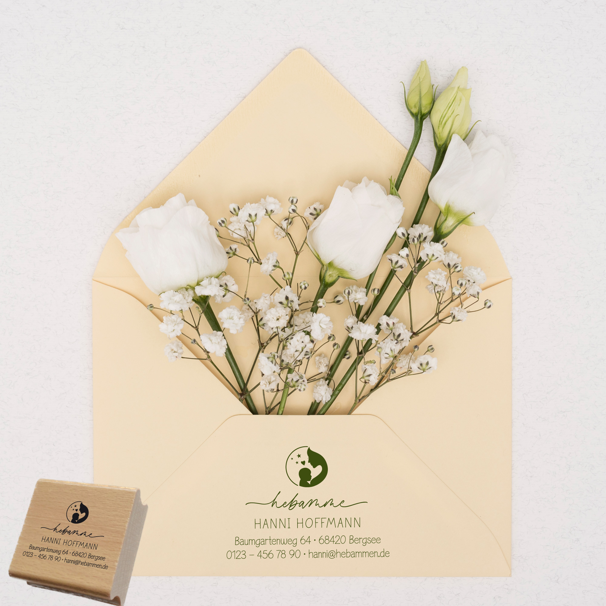 Adressstempel für Hebammen & Geburtshelfer "Hanni" – personalisiert
