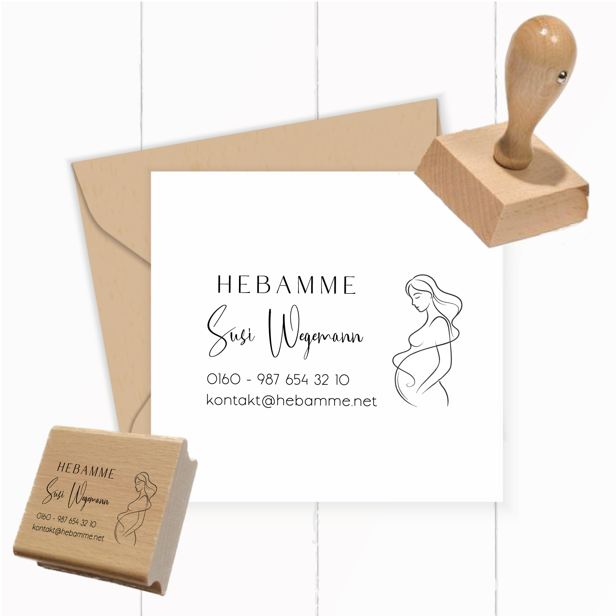 Adressstempel für Hebammen & Geburtshelfer "Susi" – personalisiert