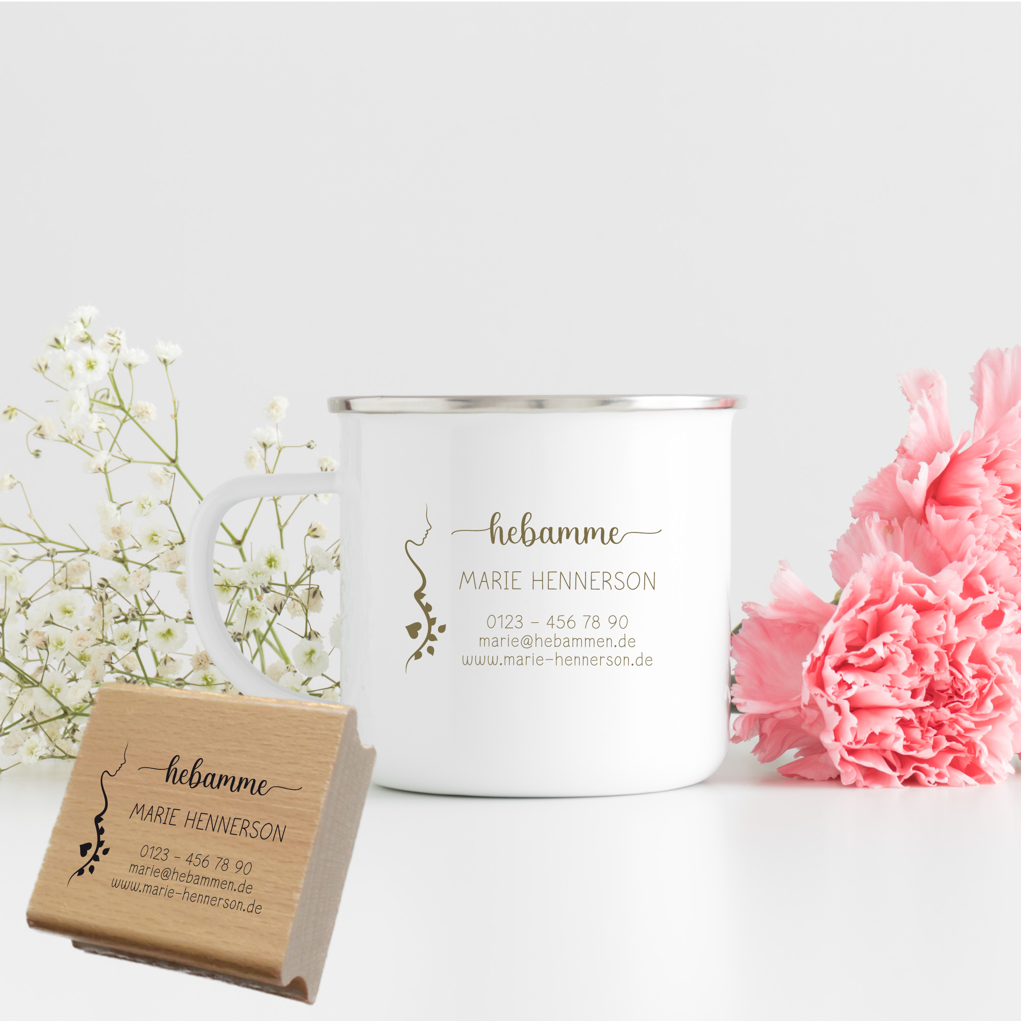 Adressstempel für Hebammen & Geburtshelfer "Marie" – personalisiert