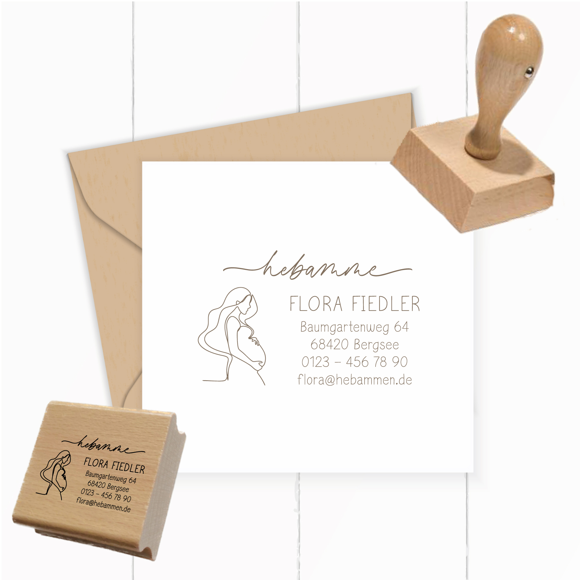 Adressstempel für Hebammen & Geburtshelfer "Flora" – personalisiert