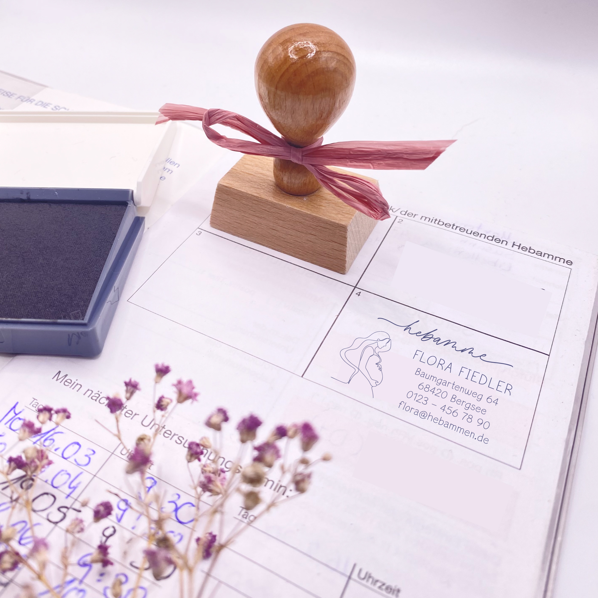 Adressstempel für Hebammen & Geburtshelfer "Flora" – personalisiert