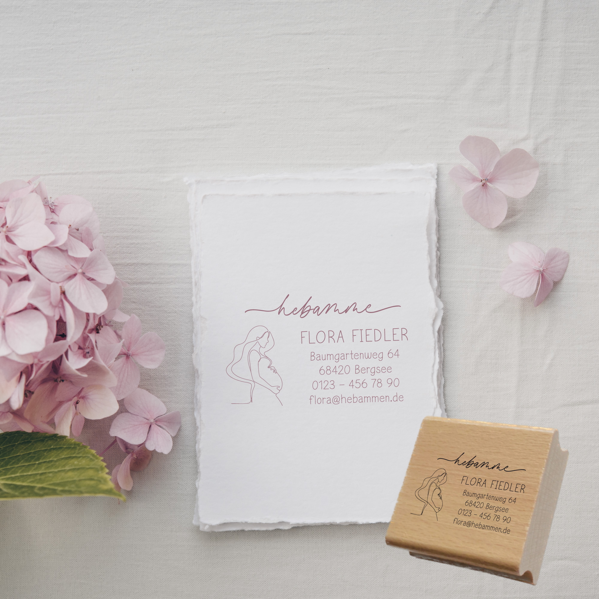 Adressstempel für Hebammen & Geburtshelfer "Flora" – personalisiert
