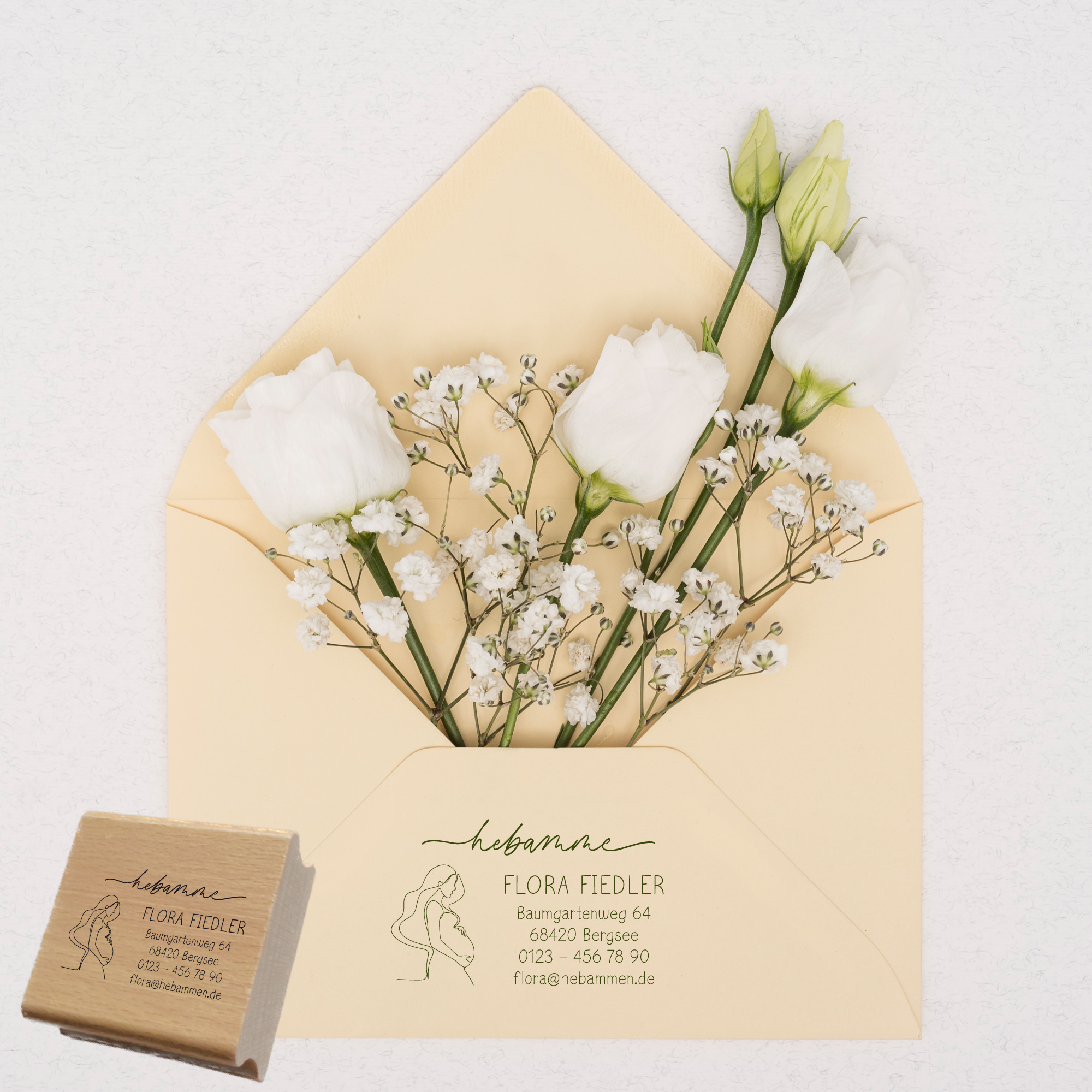 Adressstempel für Hebammen & Geburtshelfer "Flora" – personalisiert