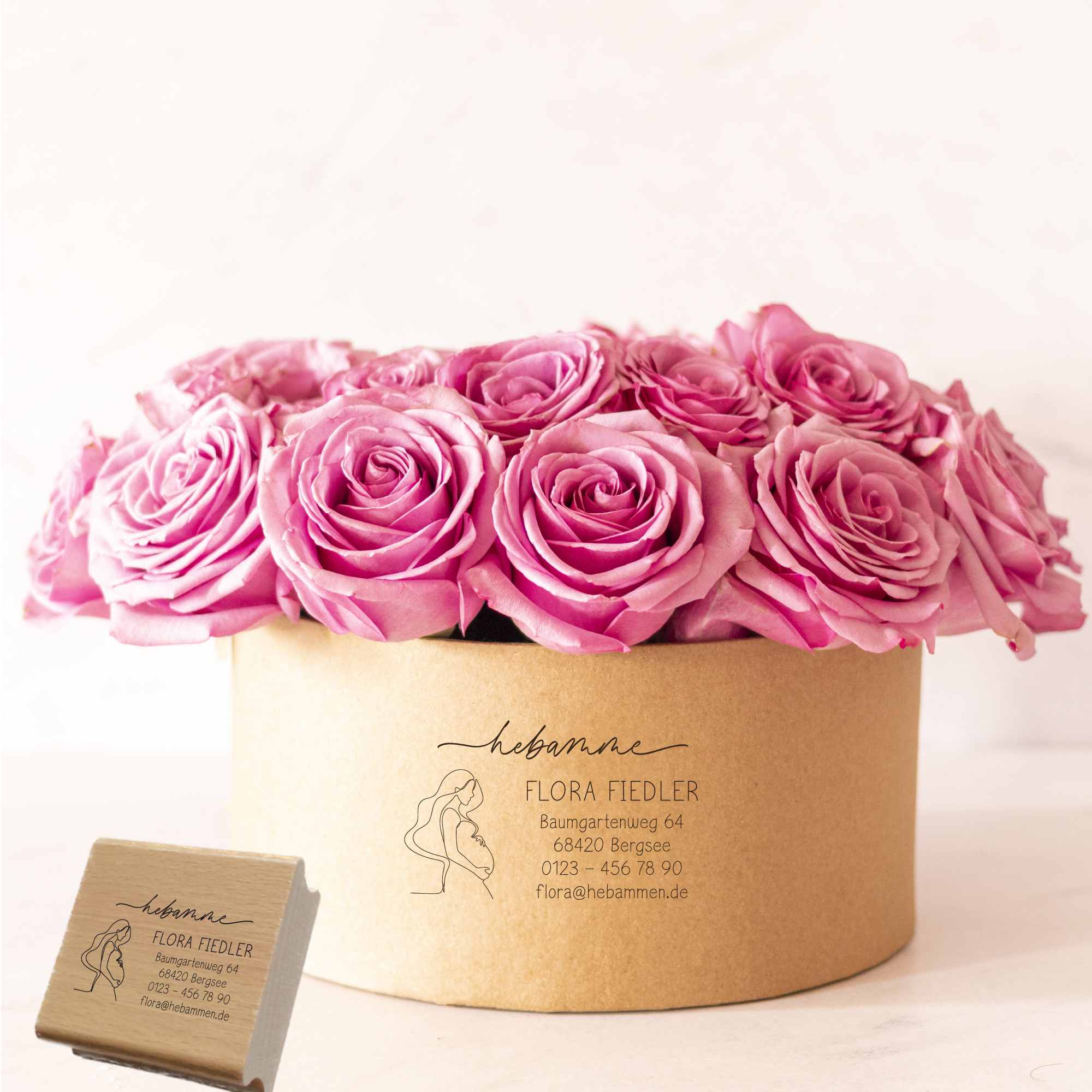 Adressstempel für Hebammen & Geburtshelfer "Flora" – personalisiert