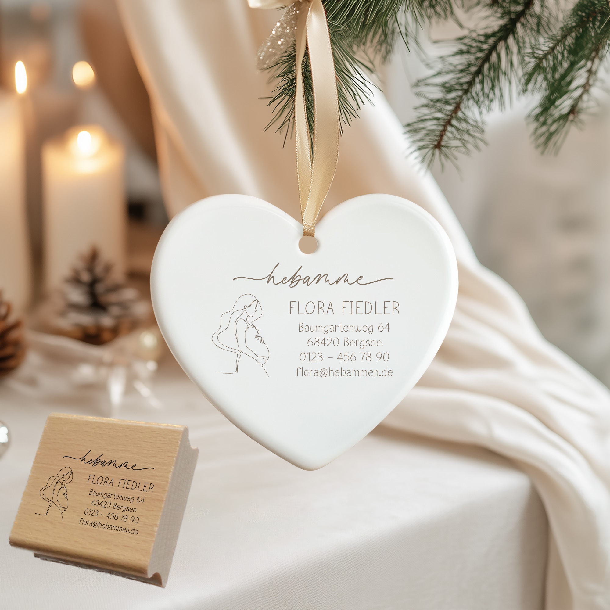 Adressstempel für Hebammen & Geburtshelfer "Flora" – personalisiert