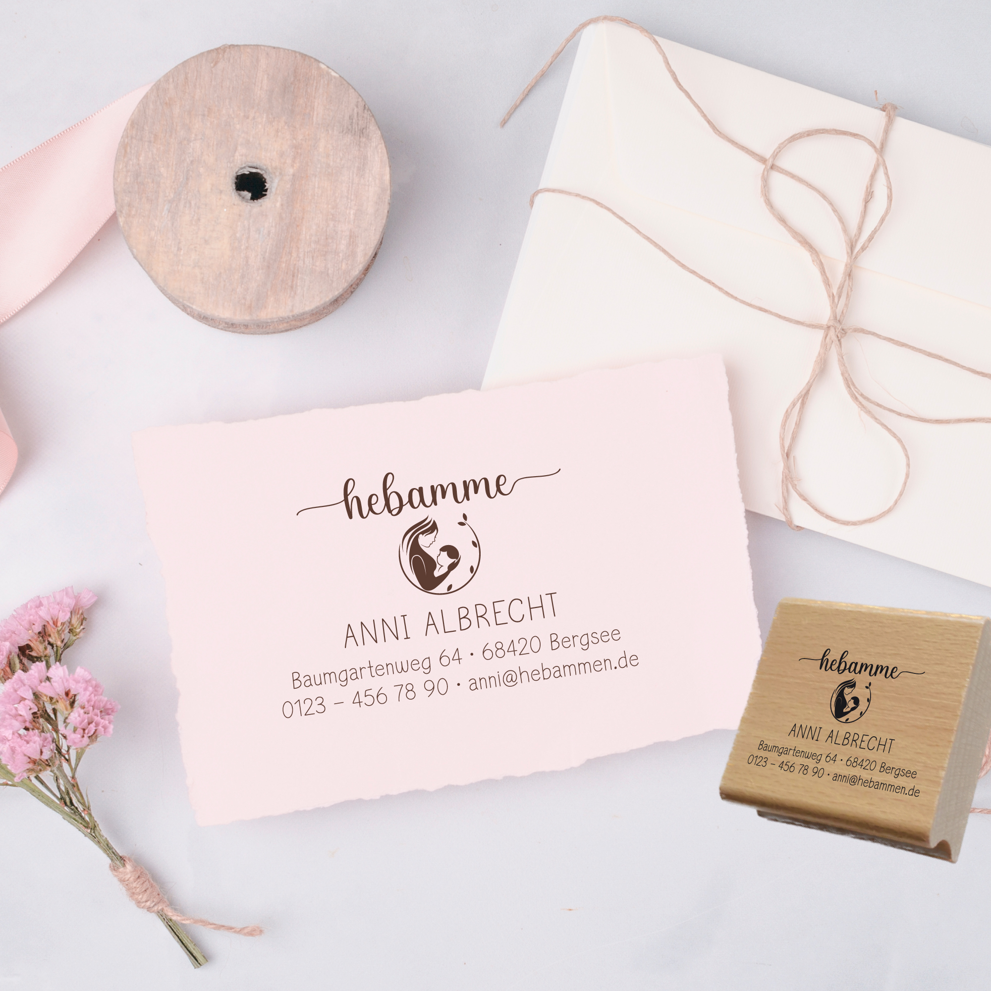 Adressstempel für Hebammen & Geburtshelfer "Anni" – personalisiert