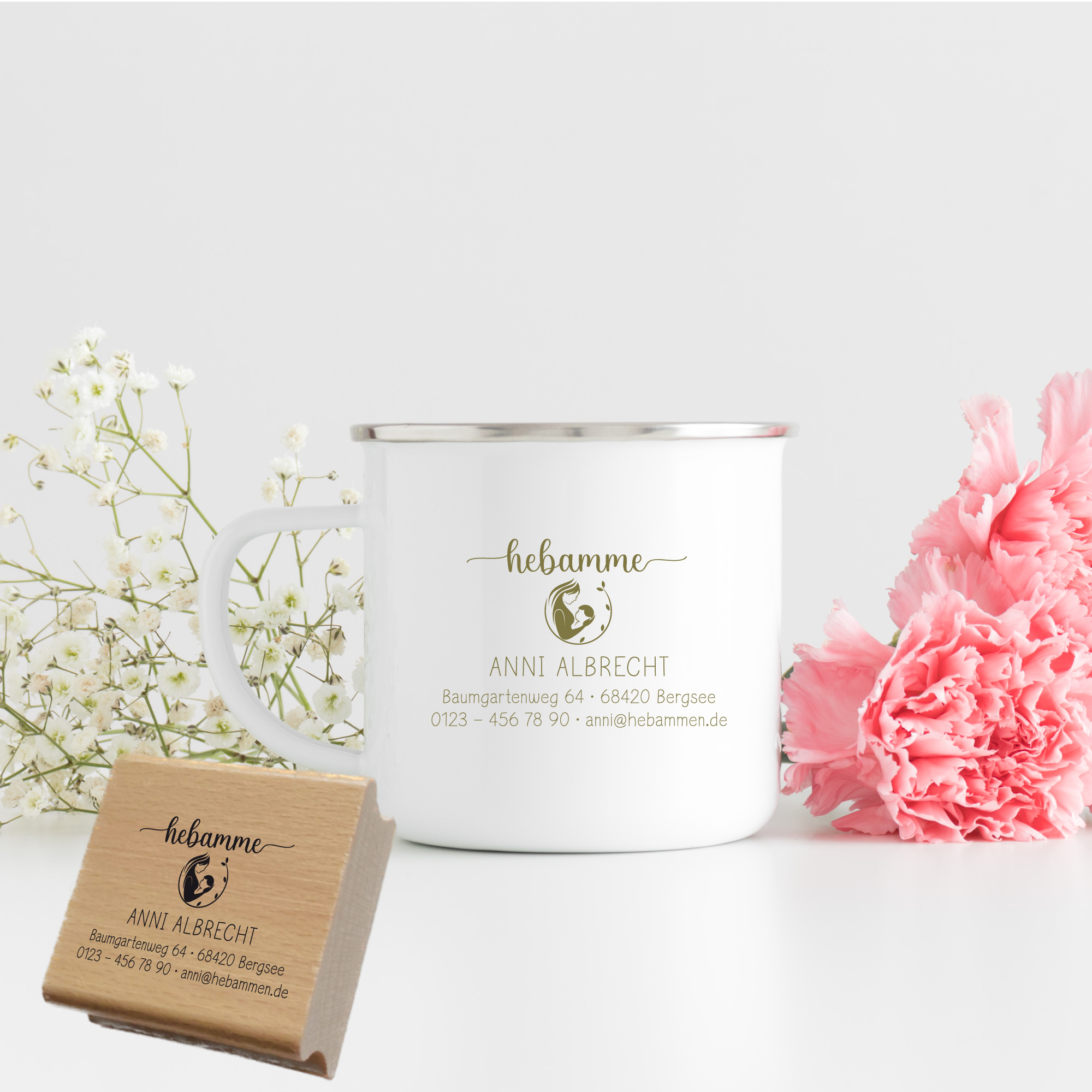 Adressstempel für Hebammen & Geburtshelfer "Anni" – personalisiert